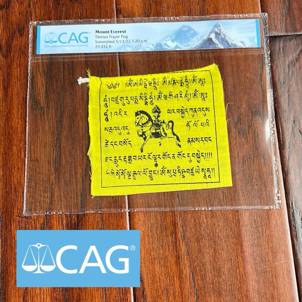 MOUNT EVEREST * CAG * GENUINE PRAYER FLAG ARTIFACT CARRIED TO SUMMIT 29029 FT