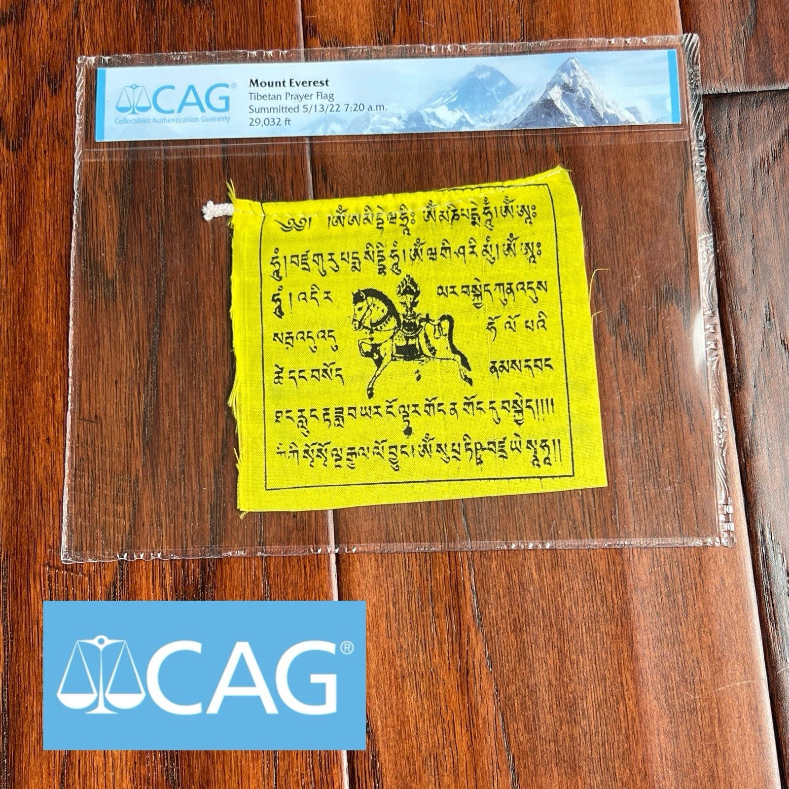 MOUNT EVEREST * CAG * GENUINE PRAYER FLAG ARTIFACT CARRIED TO SUMMIT 29029 FT