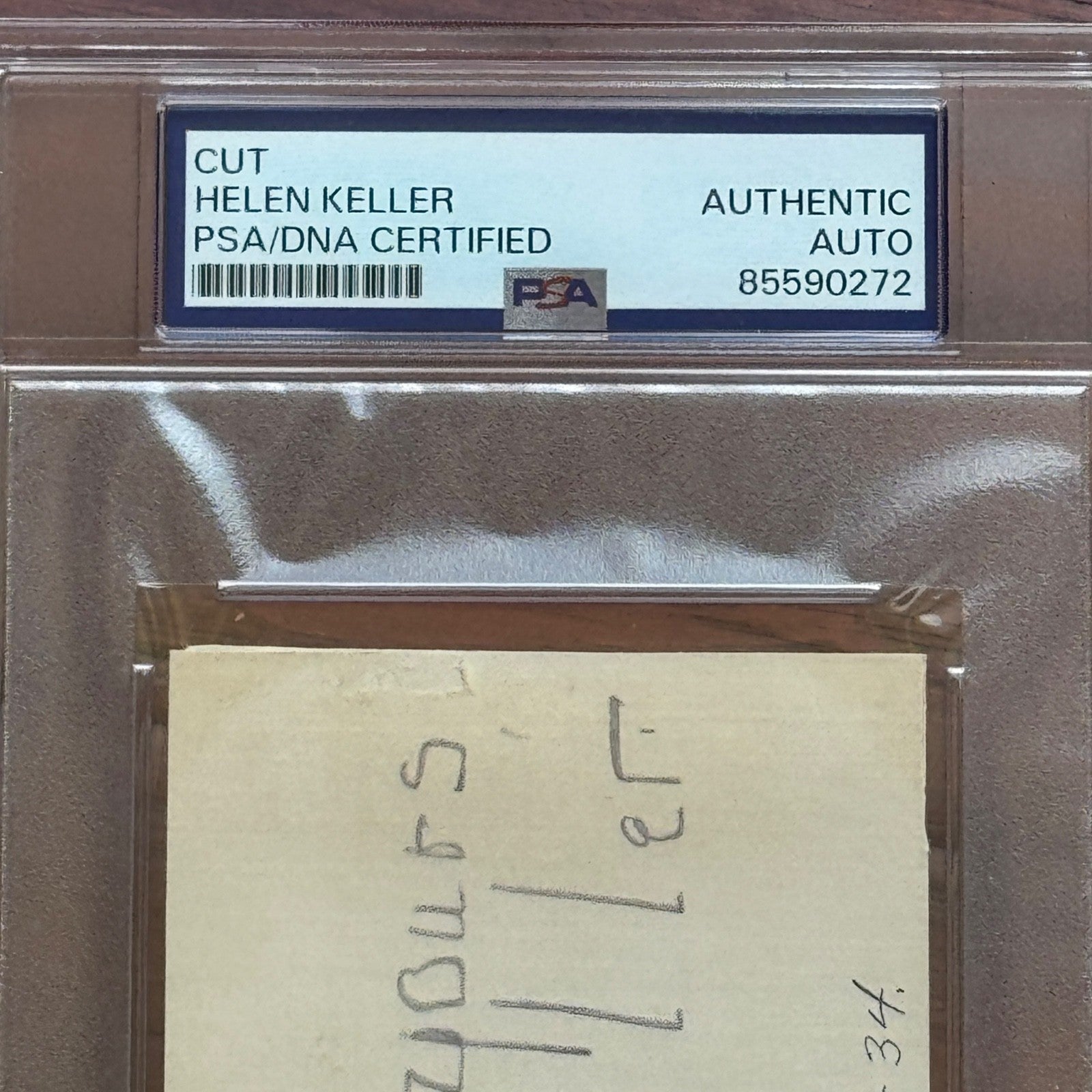 HELEN KELLER * PSA * Autograph Card Signed * 1934