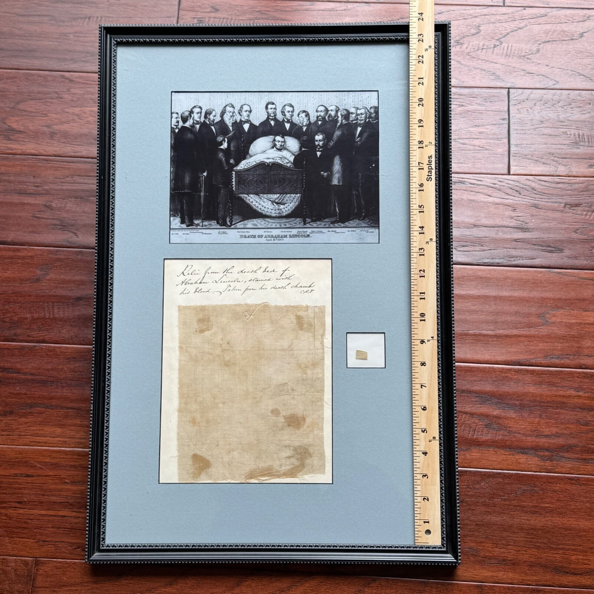 ABRAHAM LINCOLN * ASSASSINATION BEDSHEET Relic * Deathbed Blood Stained Artifact
