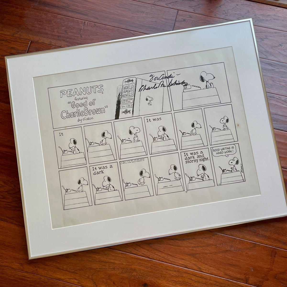 CHARLES M SCHULZ * PSA * Autograph SNOOPY "Good Writing" Peanuts XL Strip Signed