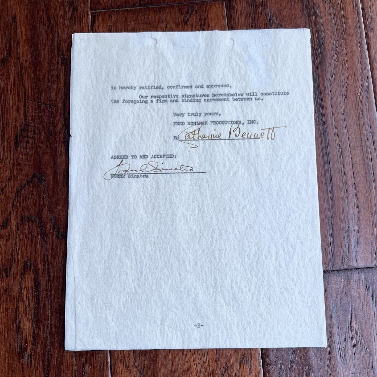 FRANK SINATRA * PSA * Autograph Movie Contract Signed Devil at Four O'Clock