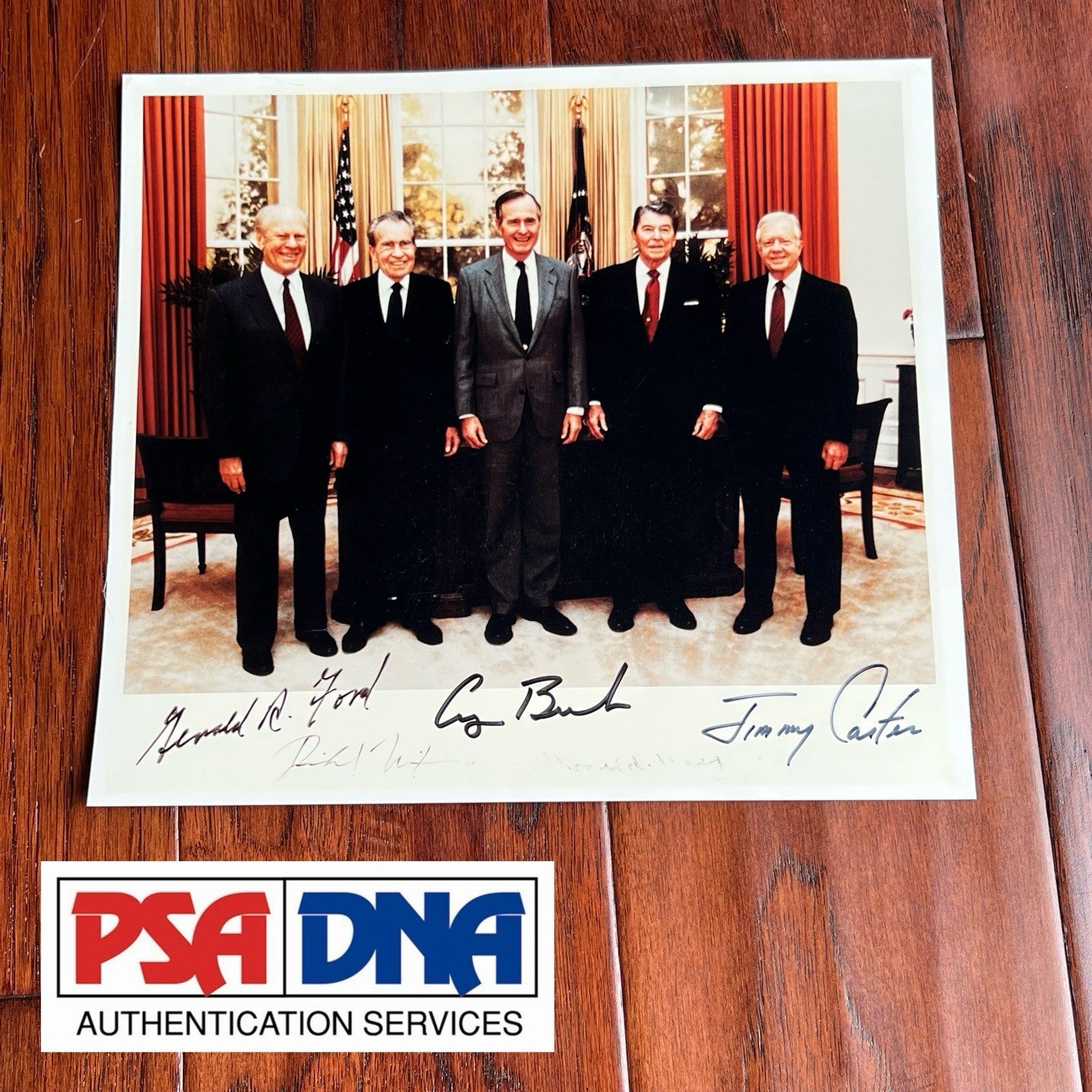 5 PRESIDENTS * PSA Ronald Reagan Richard Nixon Bush Autograph Signed Photo Five