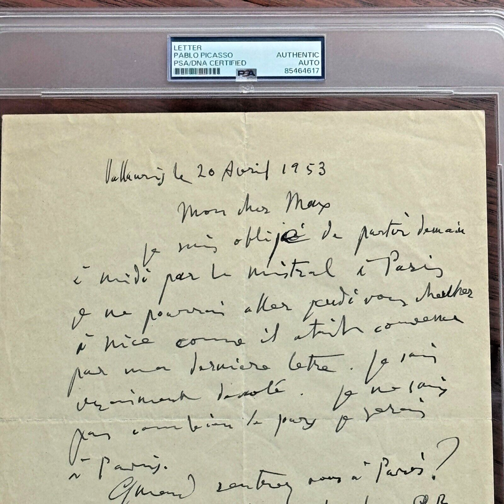 PABLO PICASSO * PSA/DNA * Handwritten AUTOGRAPH Letter SIGNED * PARIS 1953