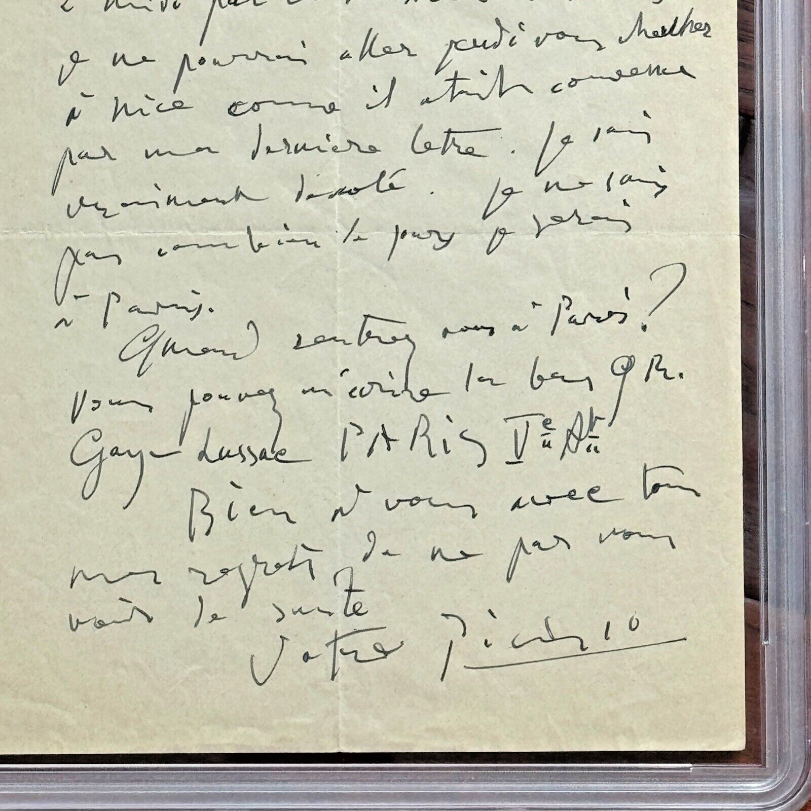 PABLO PICASSO * PSA/DNA * Handwritten AUTOGRAPH Letter SIGNED * PARIS 1953