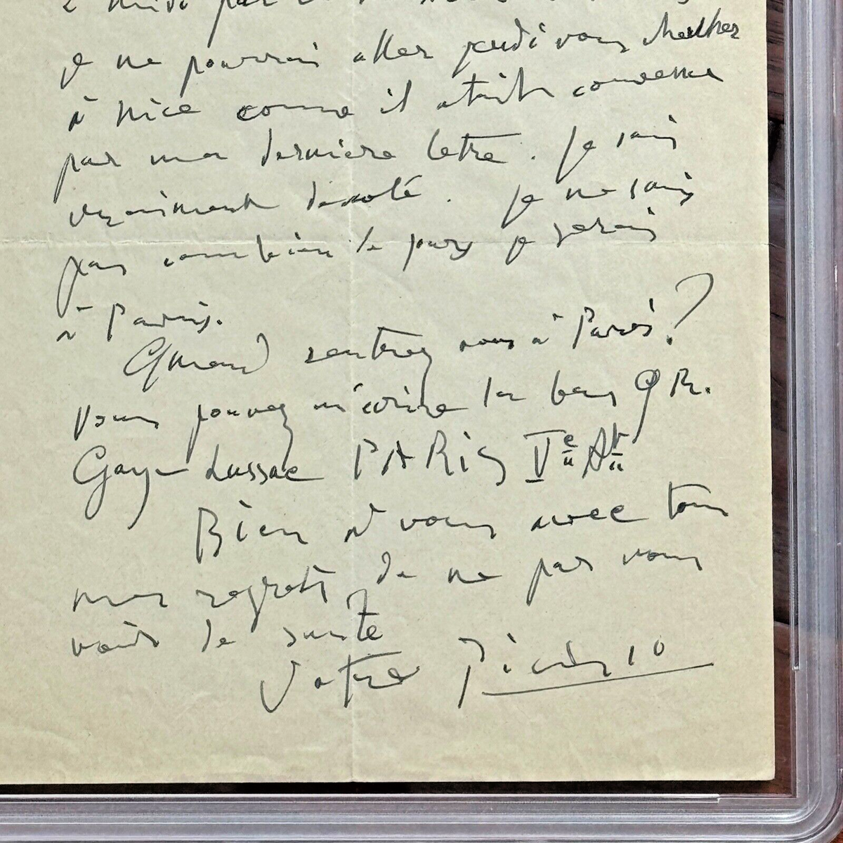 PABLO PICASSO * PSA/DNA * Handwritten AUTOGRAPH Letter SIGNED * PARIS 1953