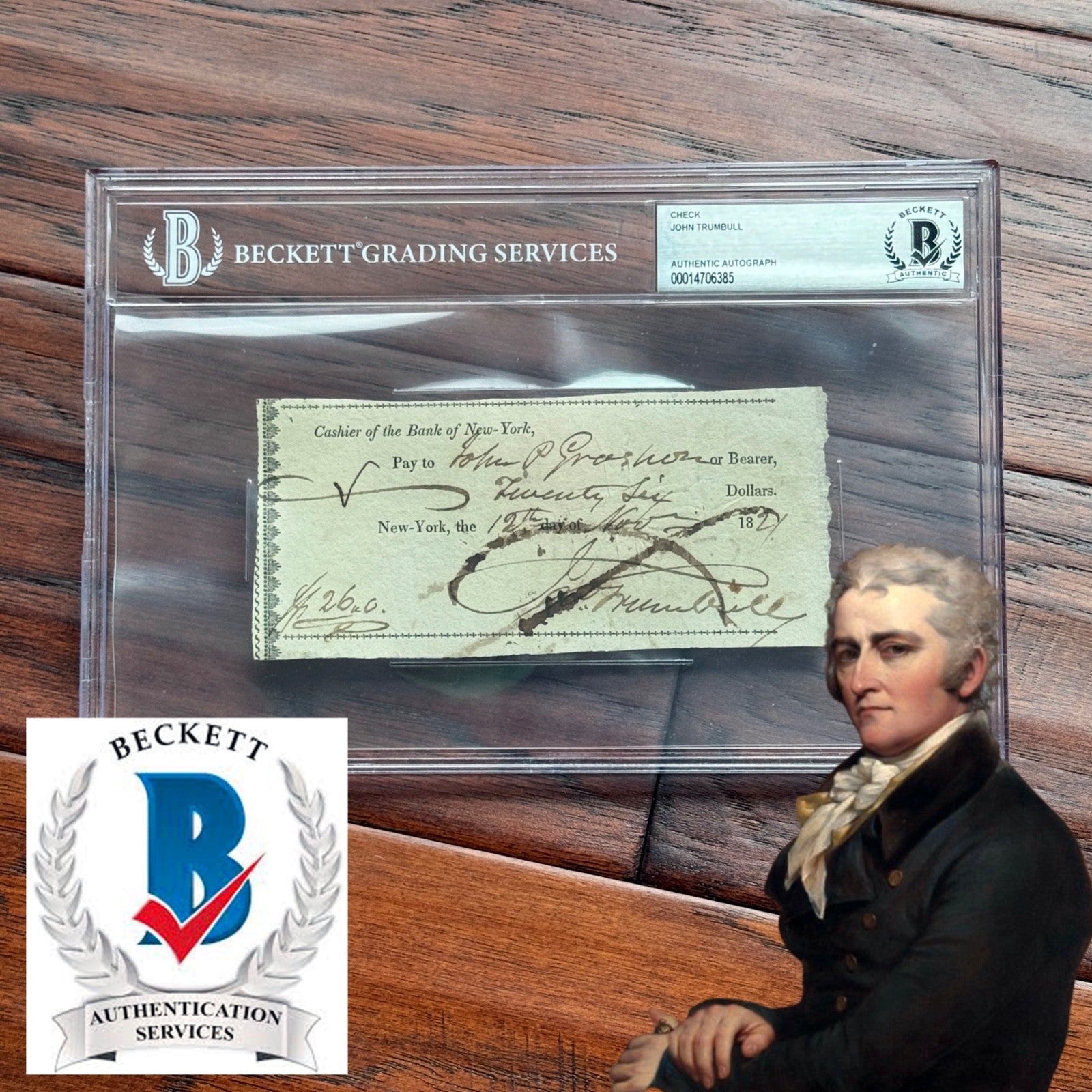 JOHN TRUMBULL * BAS * Revolutionary War PAINTER Autograph CHECK Signed