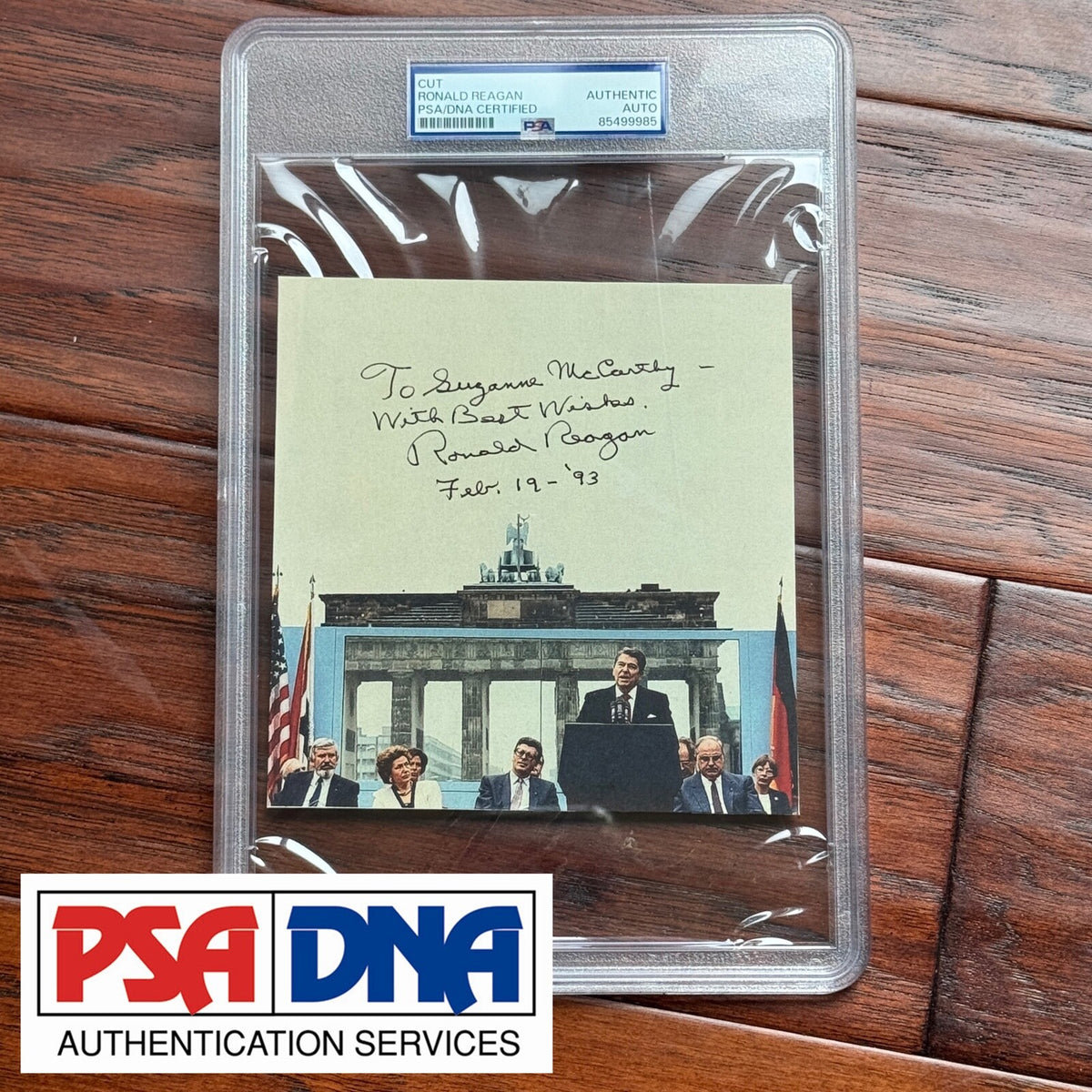 RONALD REAGAN * PSA * Autograph BERLIN WALL Souvenir Photo Signed