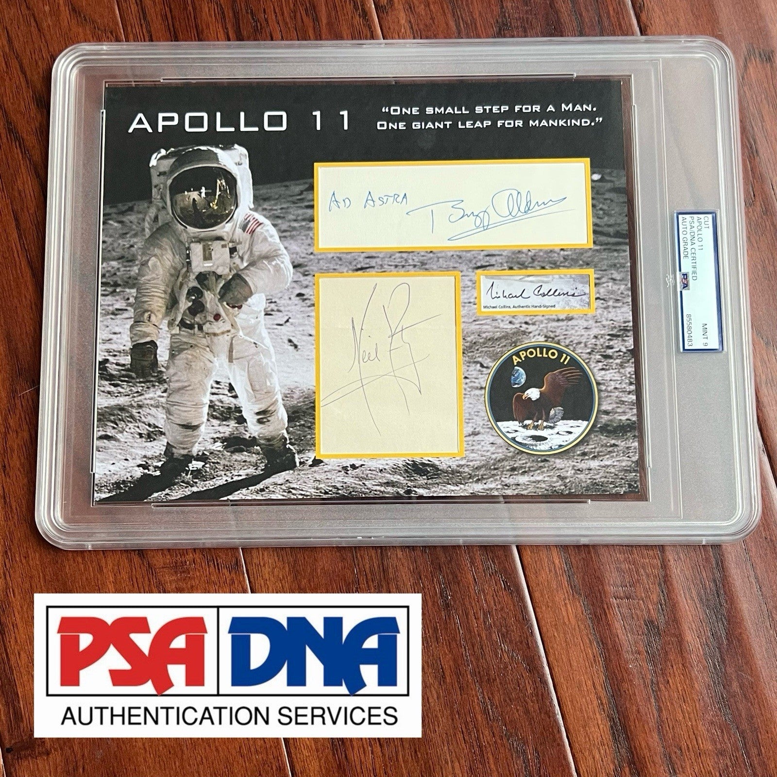 APOLLO 11 * PSA * Crew Signed Card Autographs * Neil Armstrong Aldrin Collins