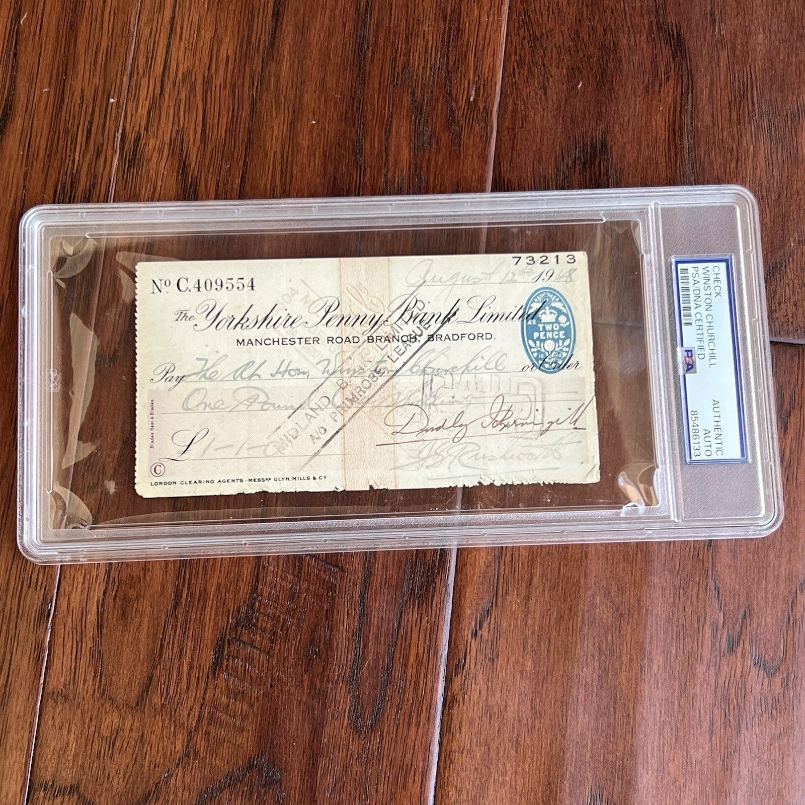 WINSTON S. CHURCHILL * PSA * Autograph BANK CHECK Endorsement Signed * UK PM
