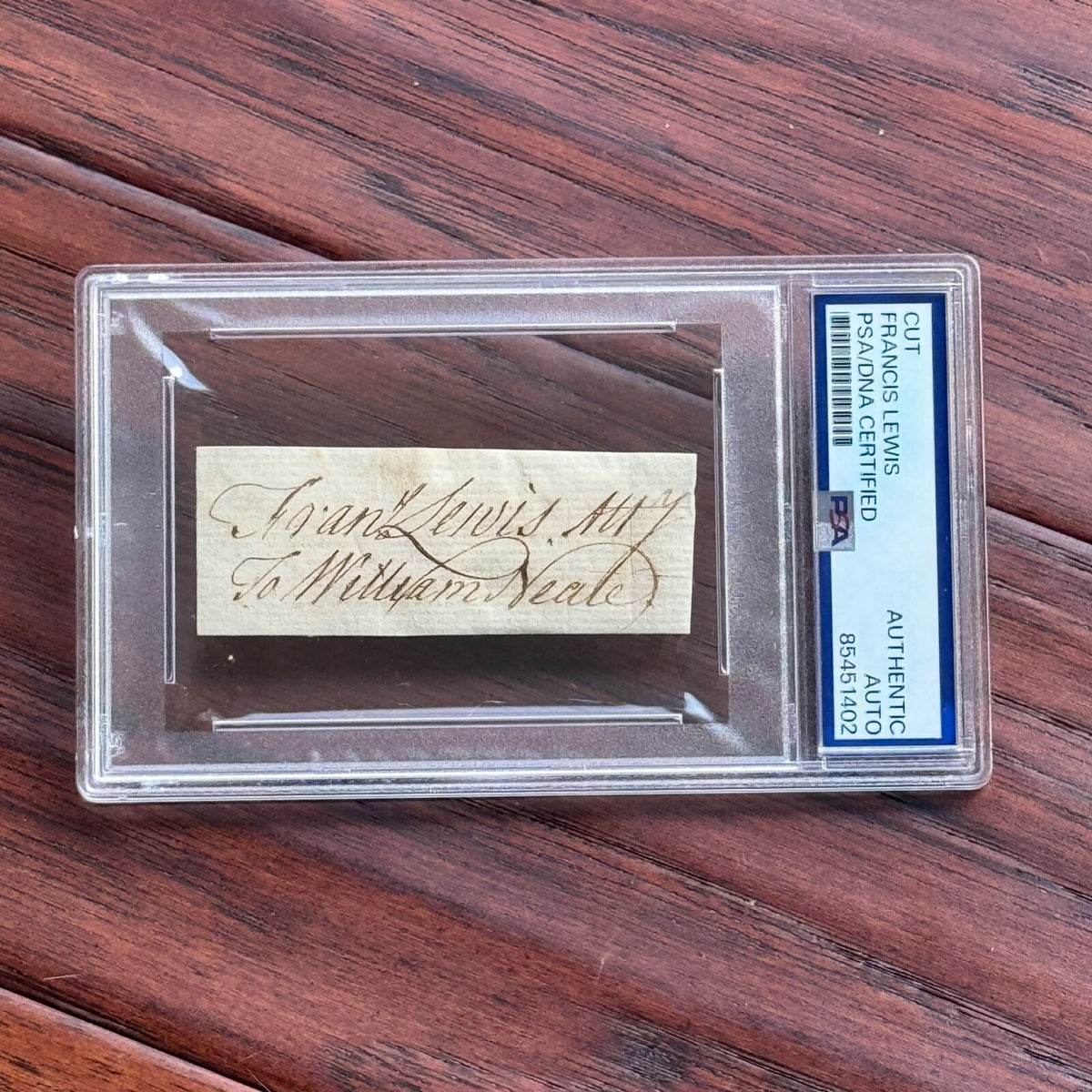 FRANCIS LEWIS * PSA * Autograph Cut Signed * DECLARATION Independence Signer