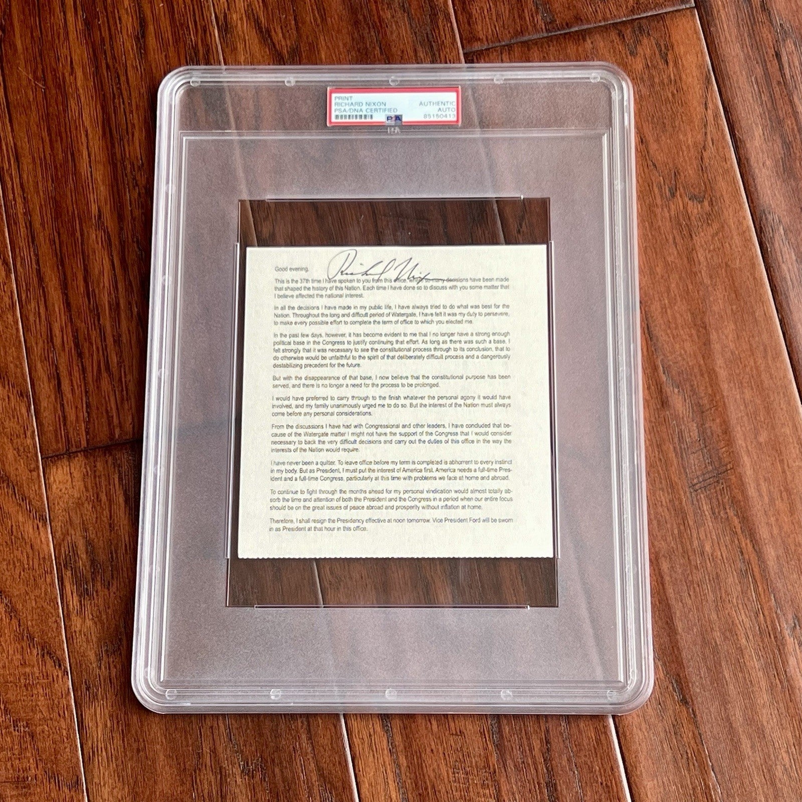 RICHARD NIXON * PSA * Autograph RESIGNATION SPEECH Signed Slab * President