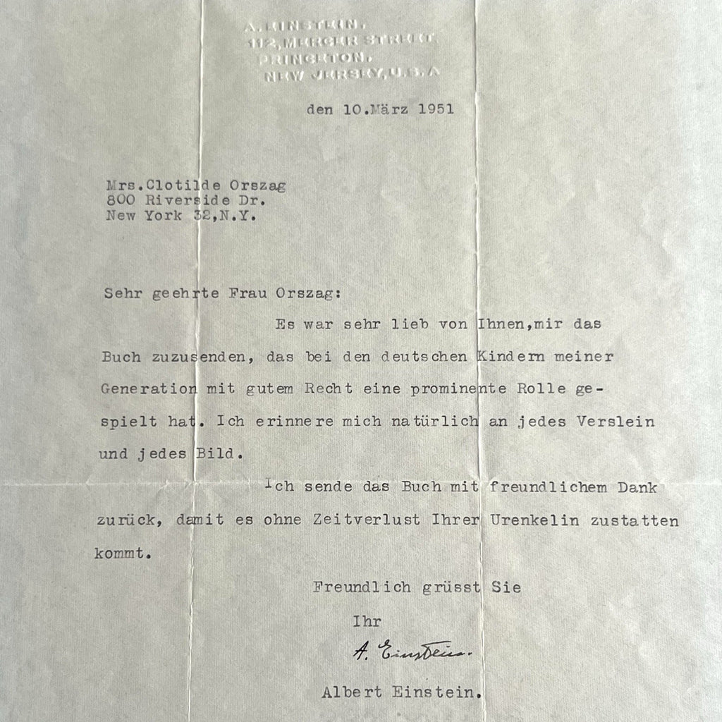ALBERT EINSTEIN * PSA * Autograph Typewritten Letter Signed * 1951