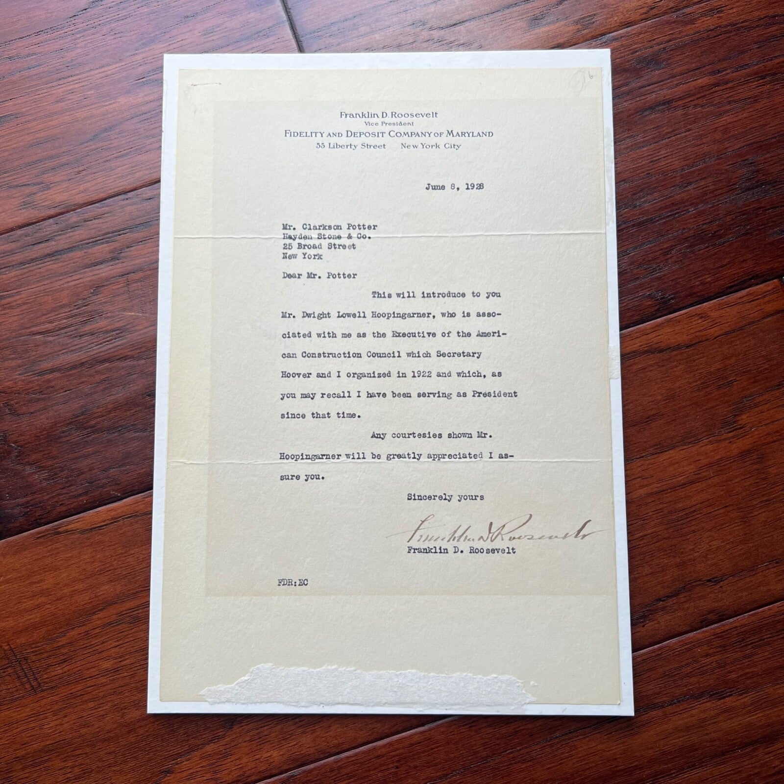 FRANKLIN D. ROOSEVELT * BAS * FDR Autograph Letter Signed * RE: Herbert Hoover