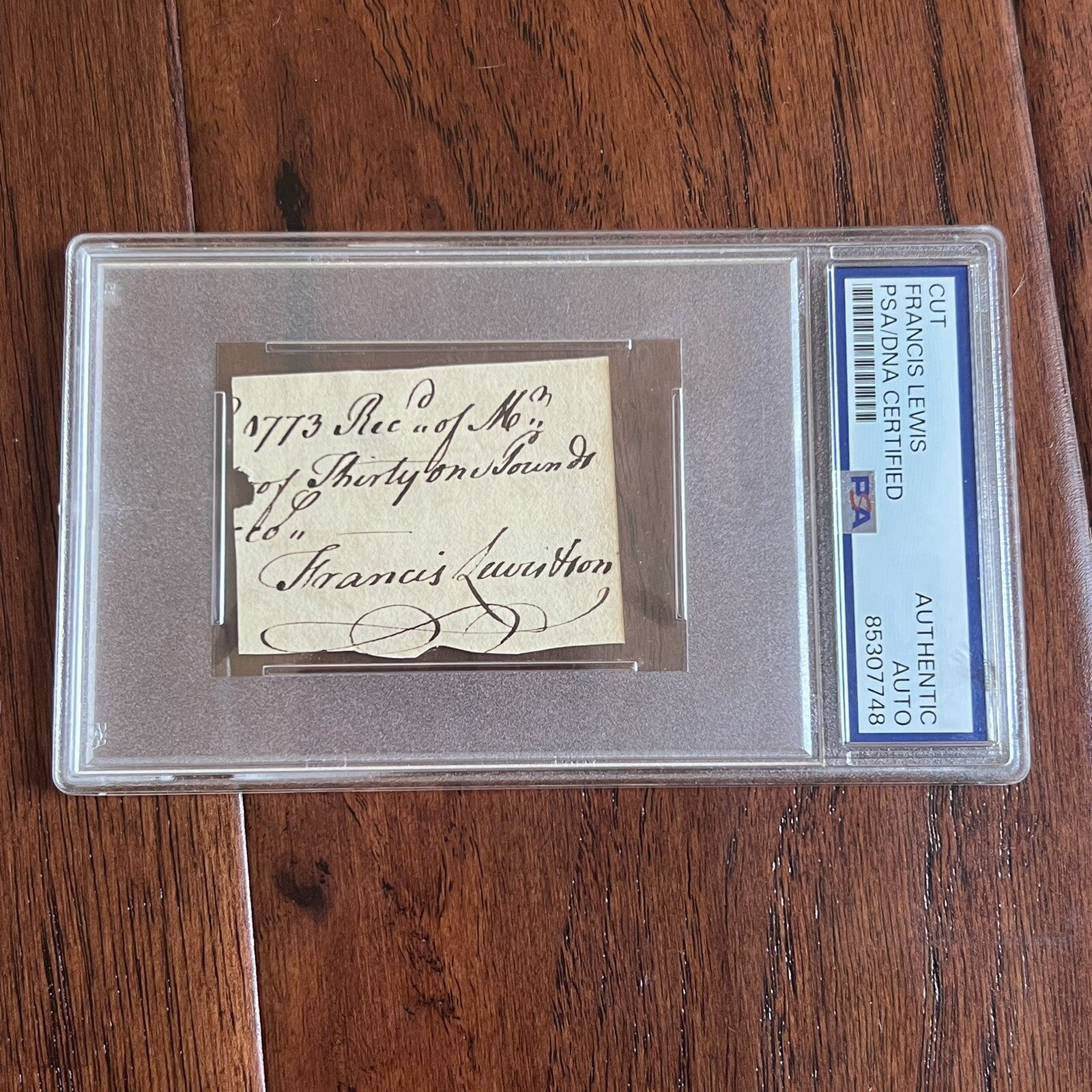 FRANCIS LEWIS * PSA * Autograph Cut Signed * DECLARATION Independence Signer