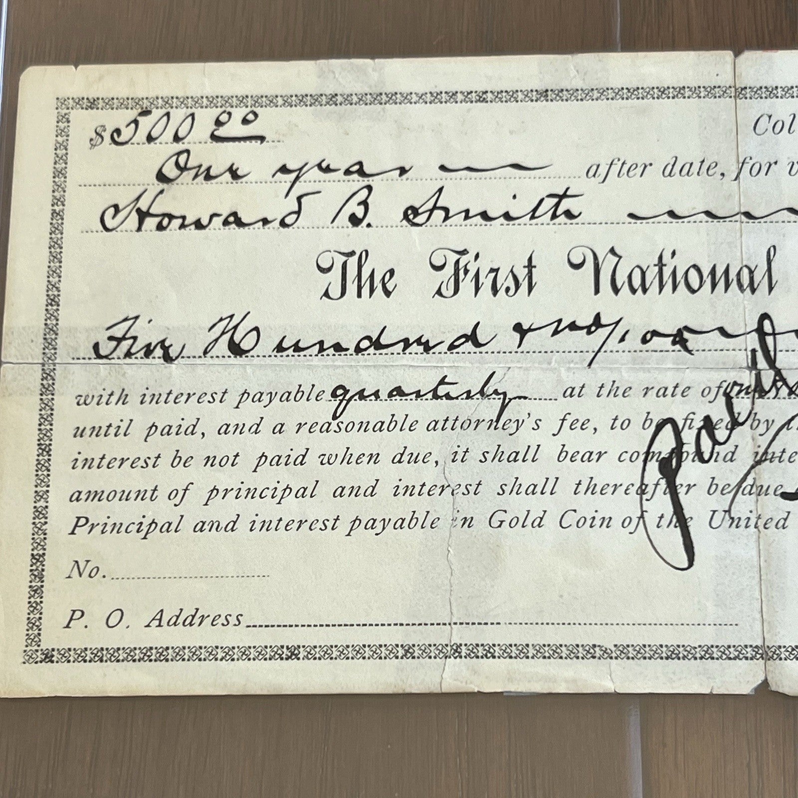 VIRGIL EARP * PSA * OK CORRAL Marshal AUTOGRAPH Loan Document SIGNED WYATT Bro
