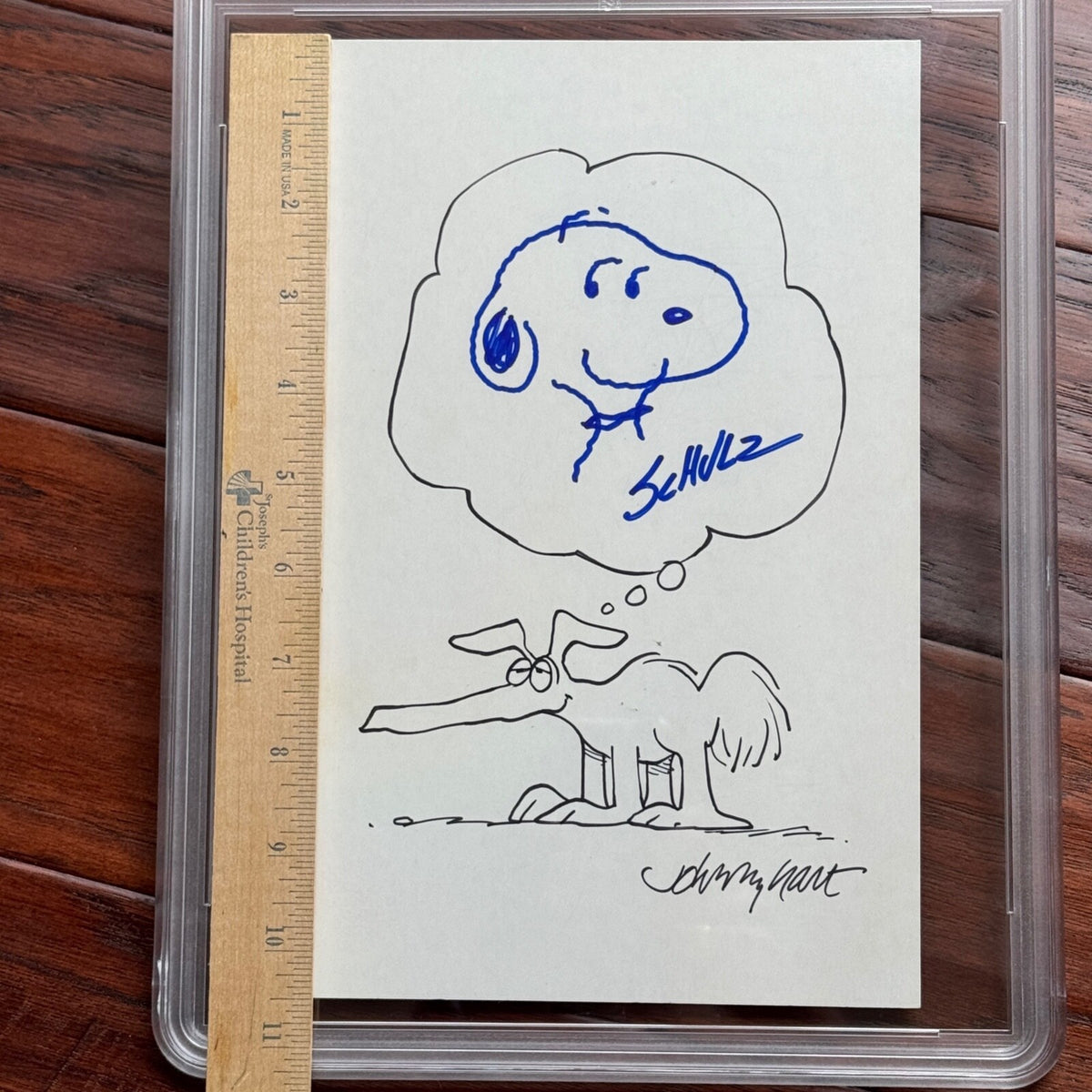 CHARLES M SCHULZ * PSA * Autograph SNOOPY Hand-Drawn MASHUP Signed + "B.C." Hart