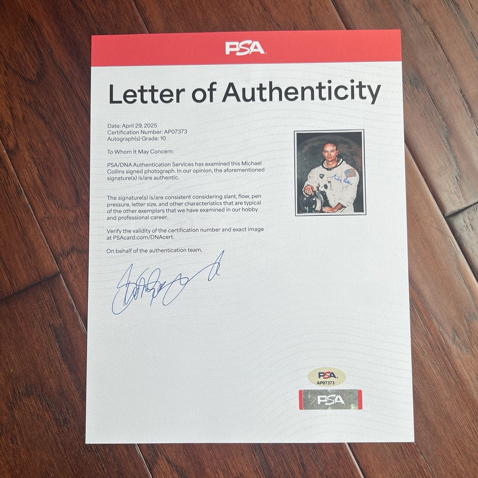 MICHAEL COLLINS * PSA Gem 10 * Signed White Space Suit Photo Autograph Apollo 11