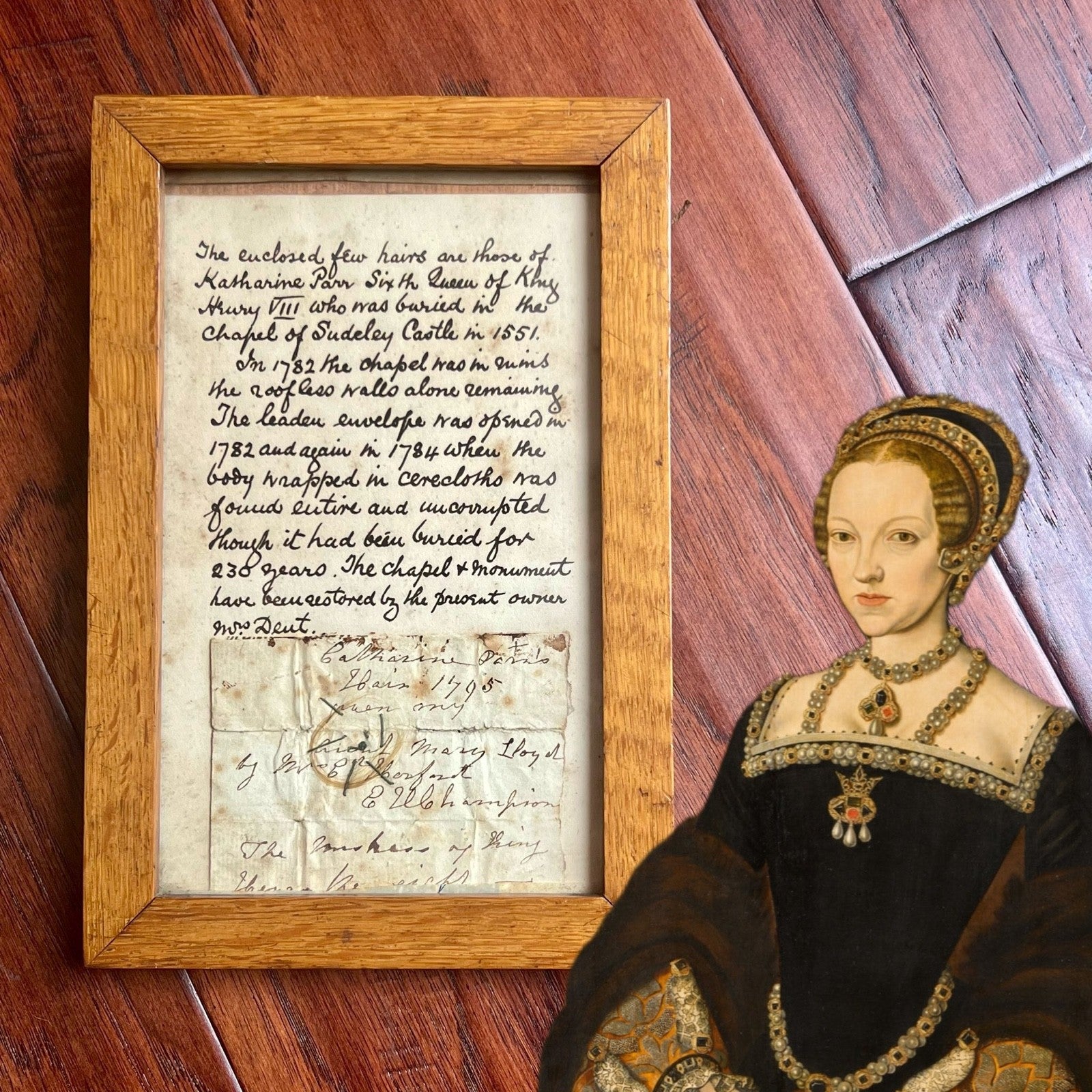 Queen CATHERINE PARR * HENRY VIII Last Wife Scarce LOCK OF HAIR Autograph Note