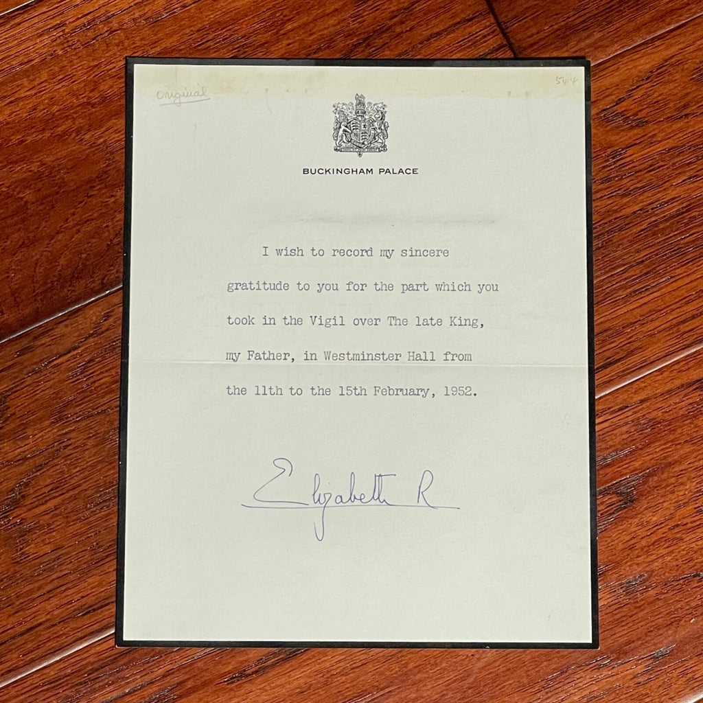 QUEEN ELIZABETH II * JSA * Autograph Letter DEATH OF HER FATHER Signed