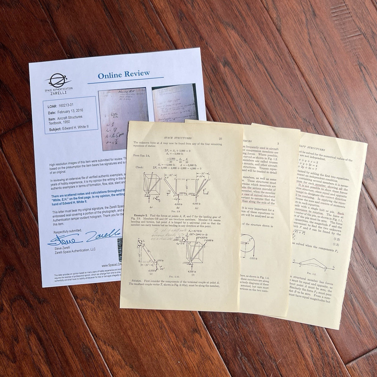 EDWARD H. WHITE II * HANDWRITTEN NOTES Not Autograph Signed APOLLO GEMINI * COA