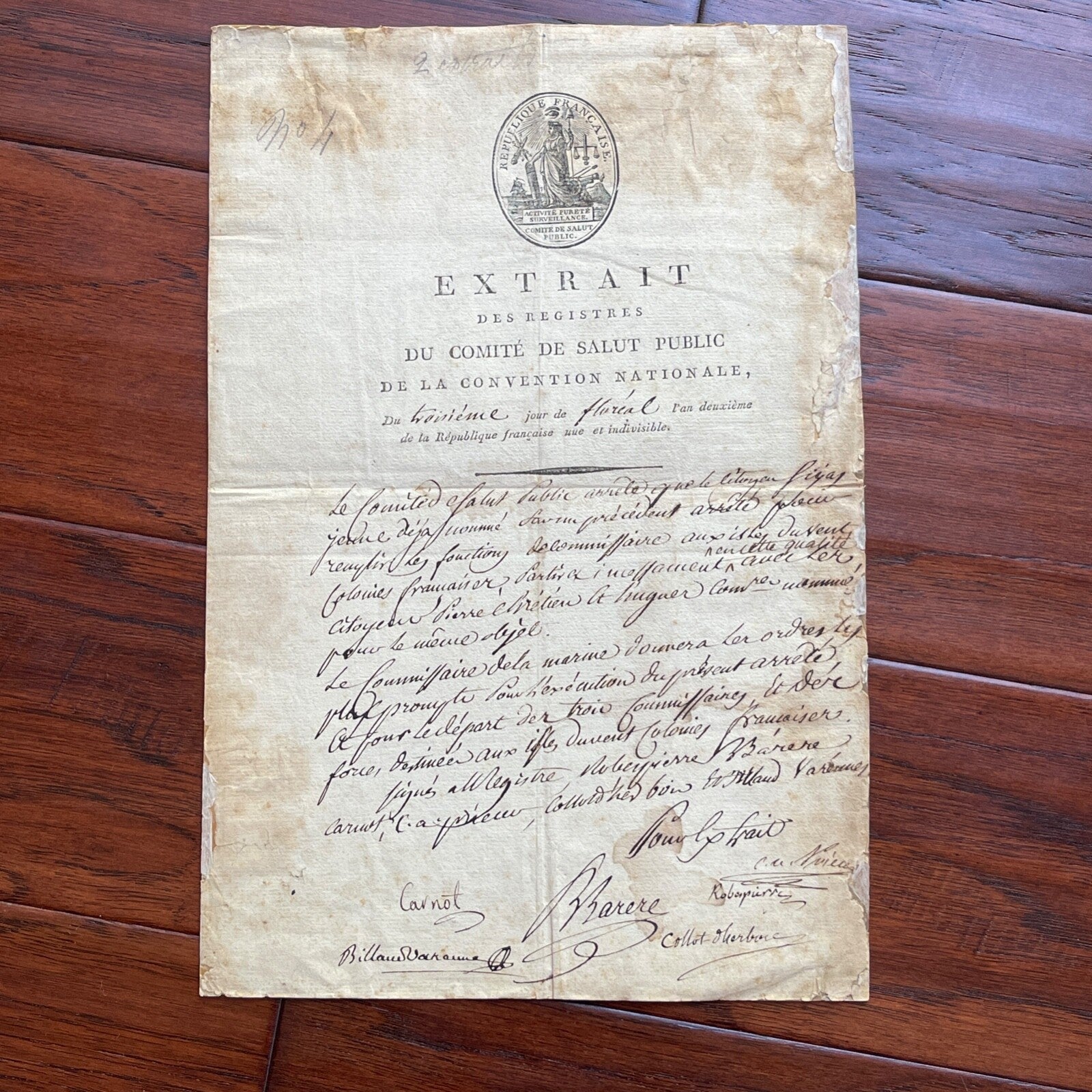 MAXIMILIEN ROBESPIERRE * PSA * Autograph "REIGN OF TERROR" Public Safety SIGNED