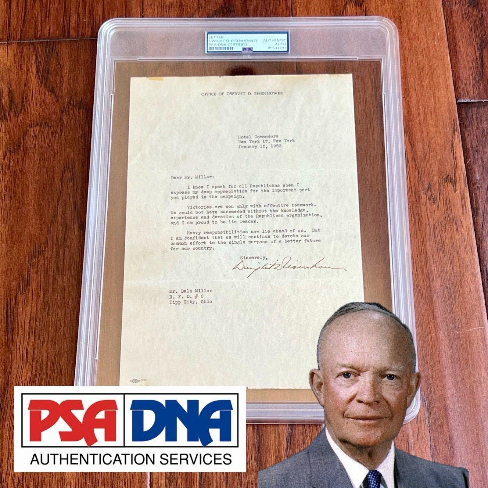 DWIGHT D. EISENHOWER * PSA * Autograph Letter Signed 8 DAYS BEFORE INAUGURATION