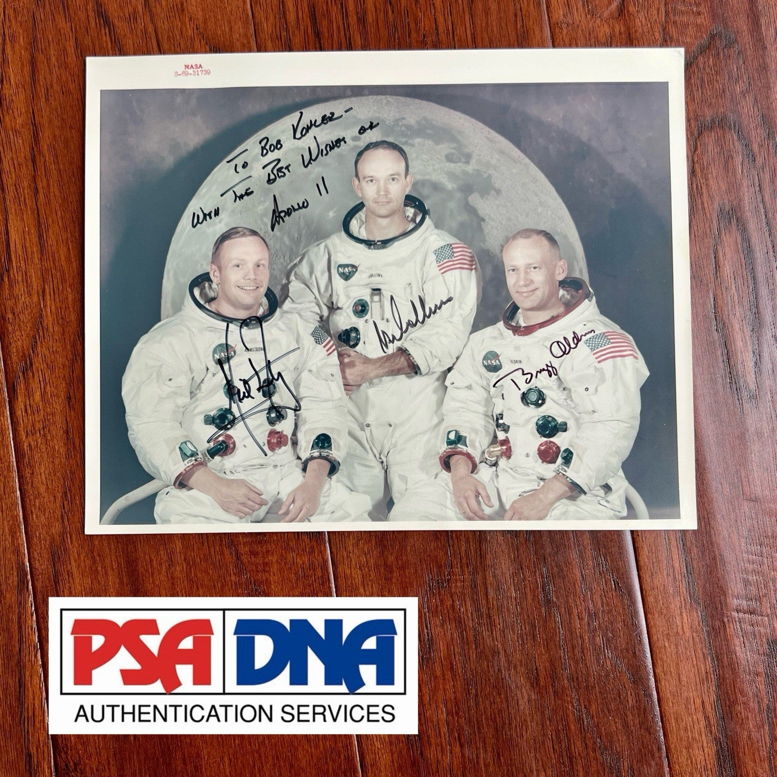 APOLLO 11 * PSA * Crew Signed AUTOGRAPH Red Number Type 1 Photo * Neil Armstrong