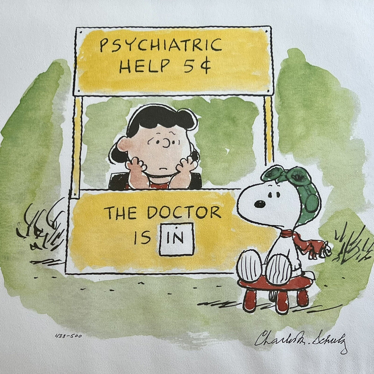 CHARLES SCHULZ * Limited Edition Lithograph Print Signed Doctor Is In Autograph