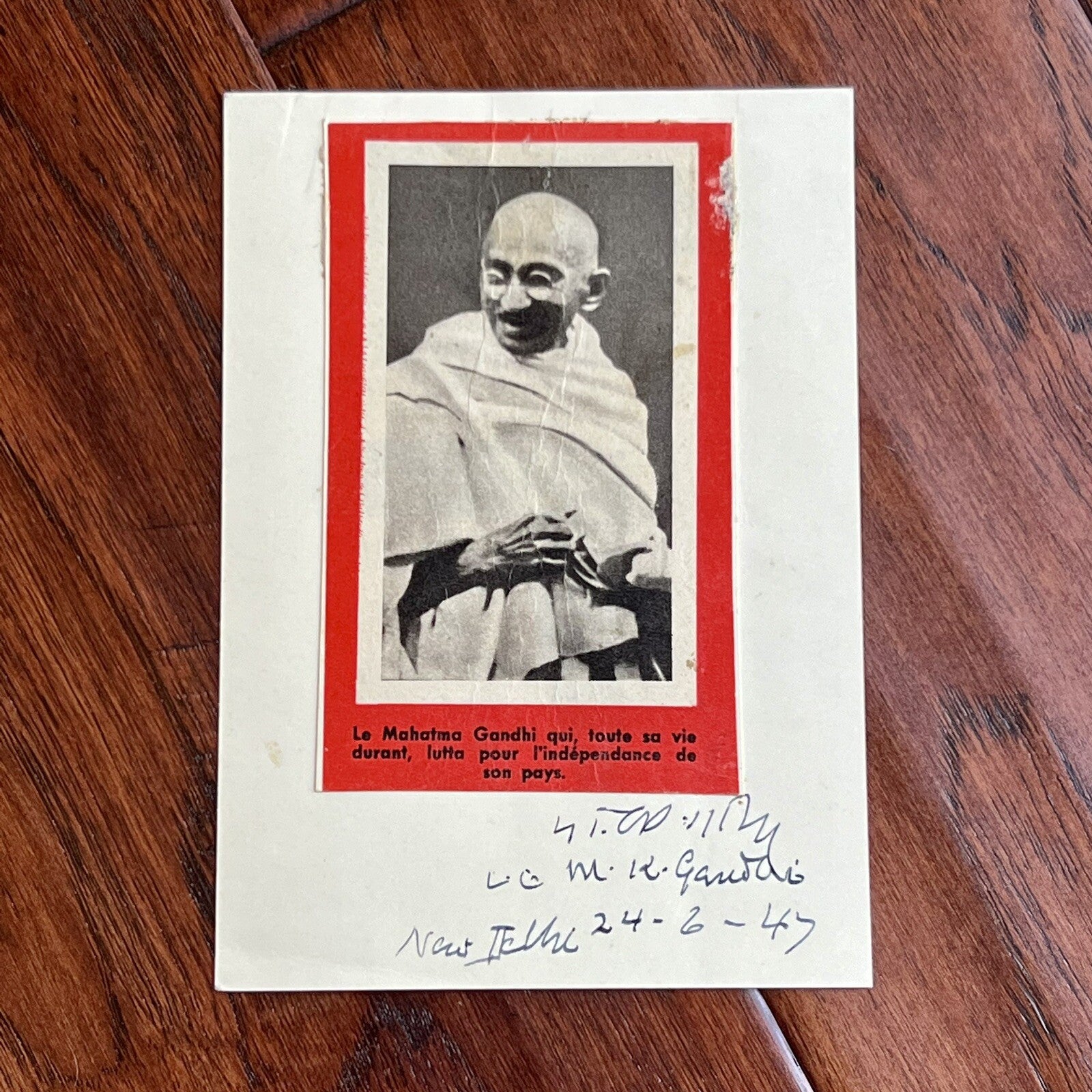 MAHATMA GANDHI * JSA * Double Signed AUTOGRAPH Photo * New Delhi