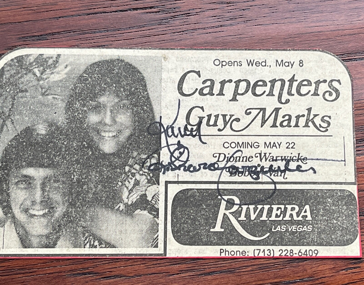 CARPENTERS * KAREN + RICHARD * JSA * Autograph Duo Newspaper Ad Signed
