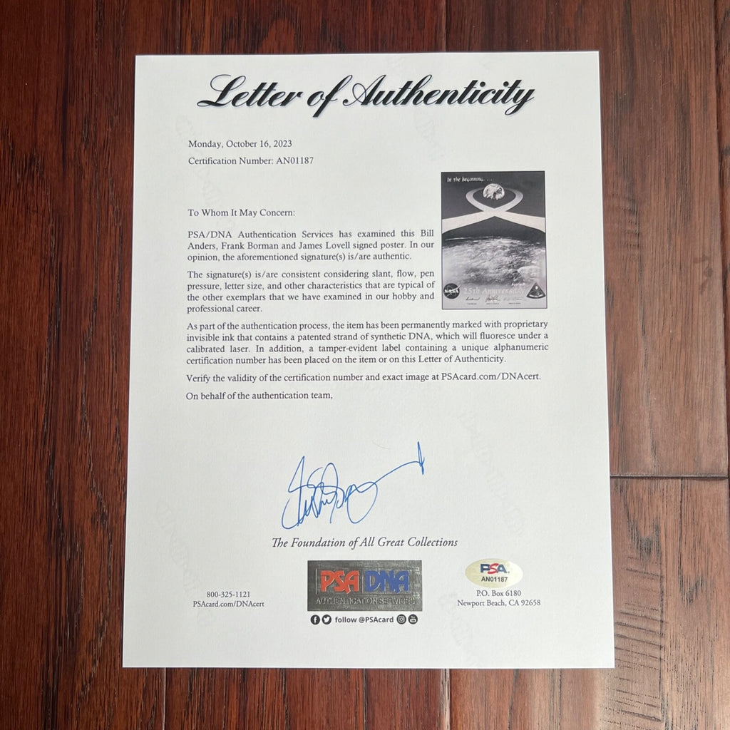 APOLLO 8 CREW SIGNED * WILLIAM BILL ANDERS LOVELL * Autograph Earthrise Poster