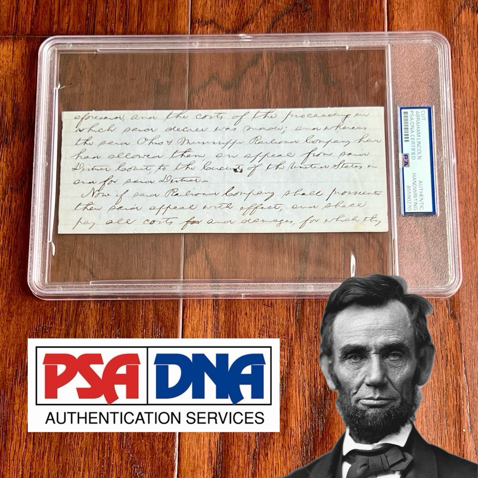 ABRAHAM LINCOLN * PSA * Handwritten LEGAL CASE Cut from an Autograph Doc Signed