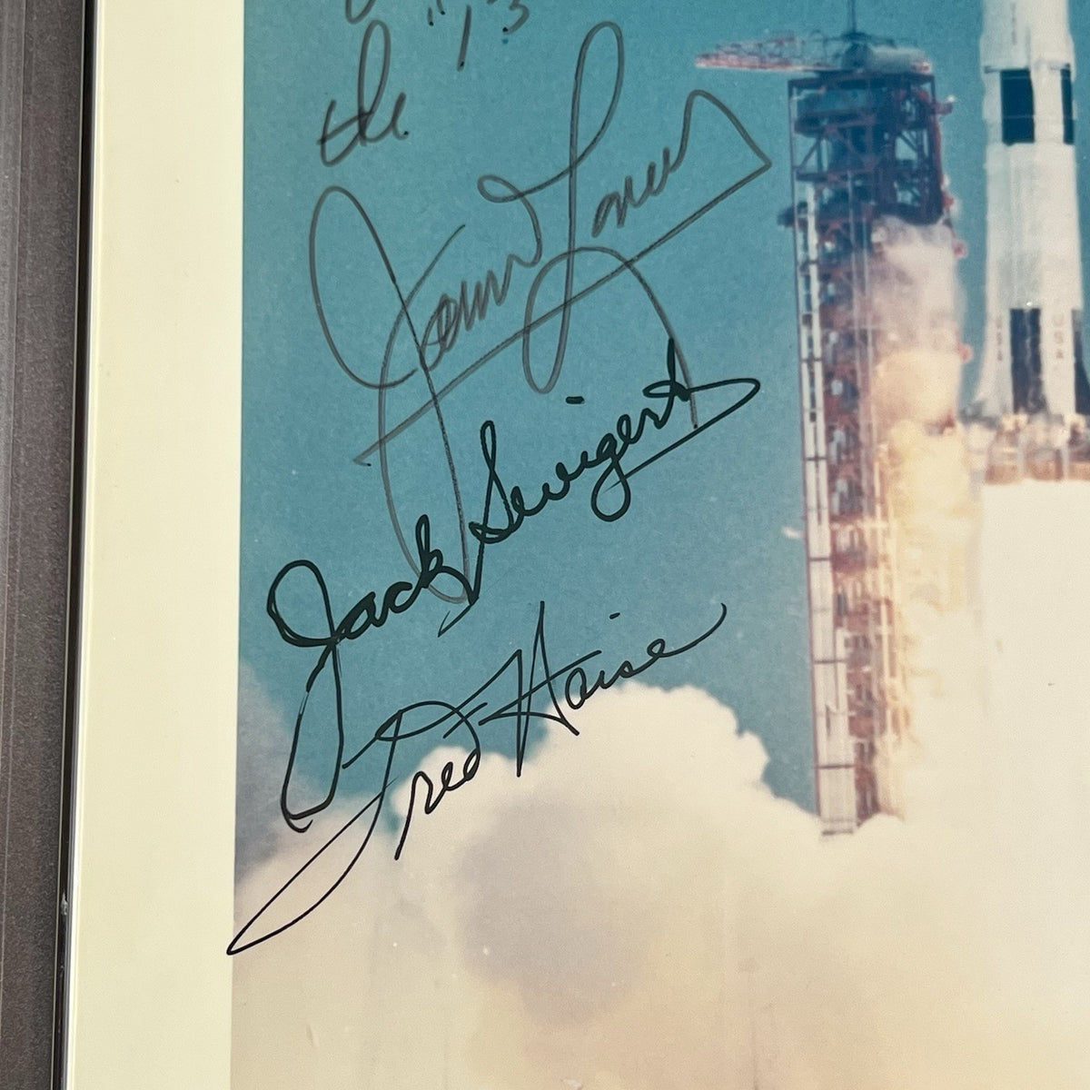 APOLLO 13 * PSA * Crew AUTOGRAPH Launch Photo SIGNED * LOVELL HAISE JACK SWIGERT