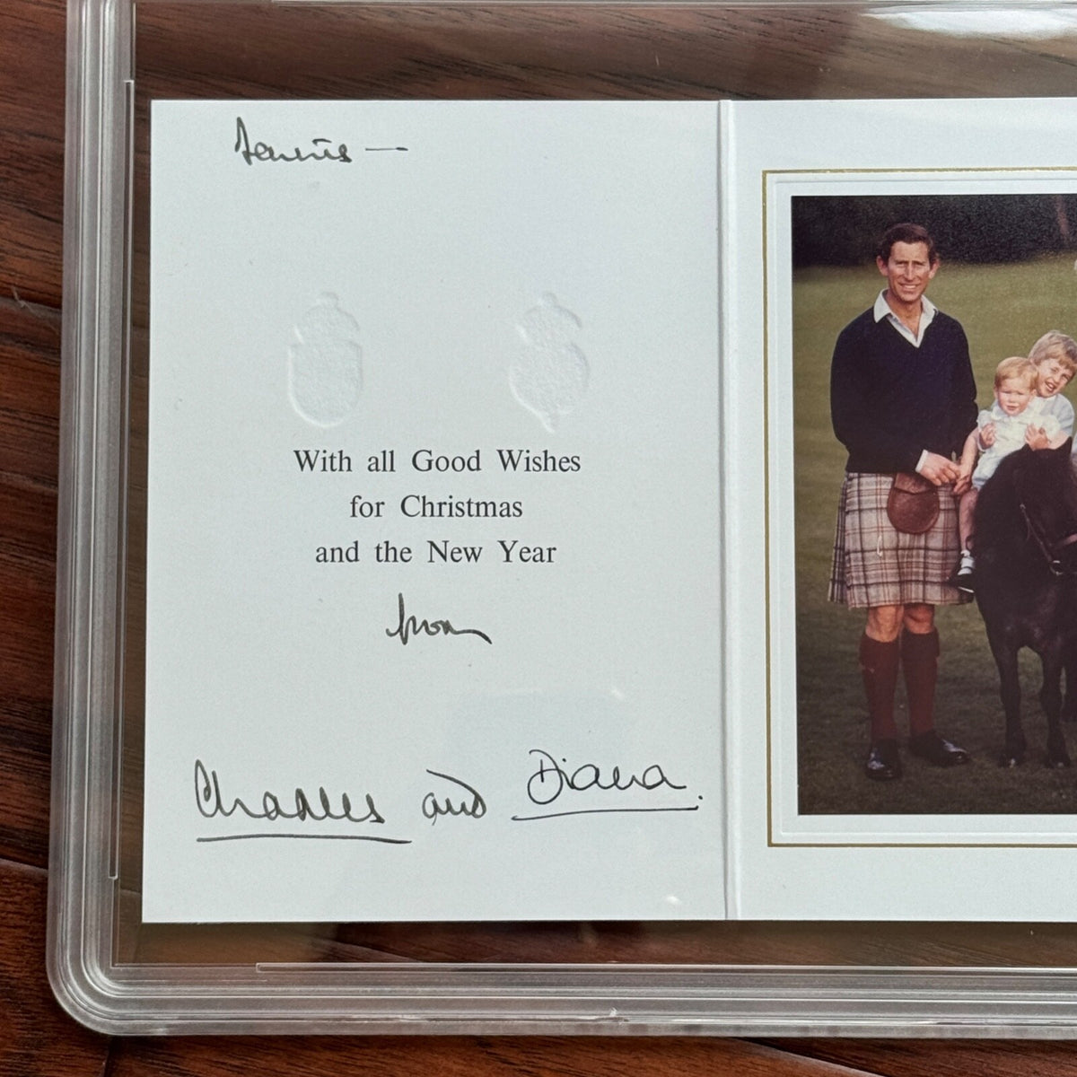 PRINCESS DIANA & KING CHARLES III * PSA * Autograph Family Xmas Card Signed 1985