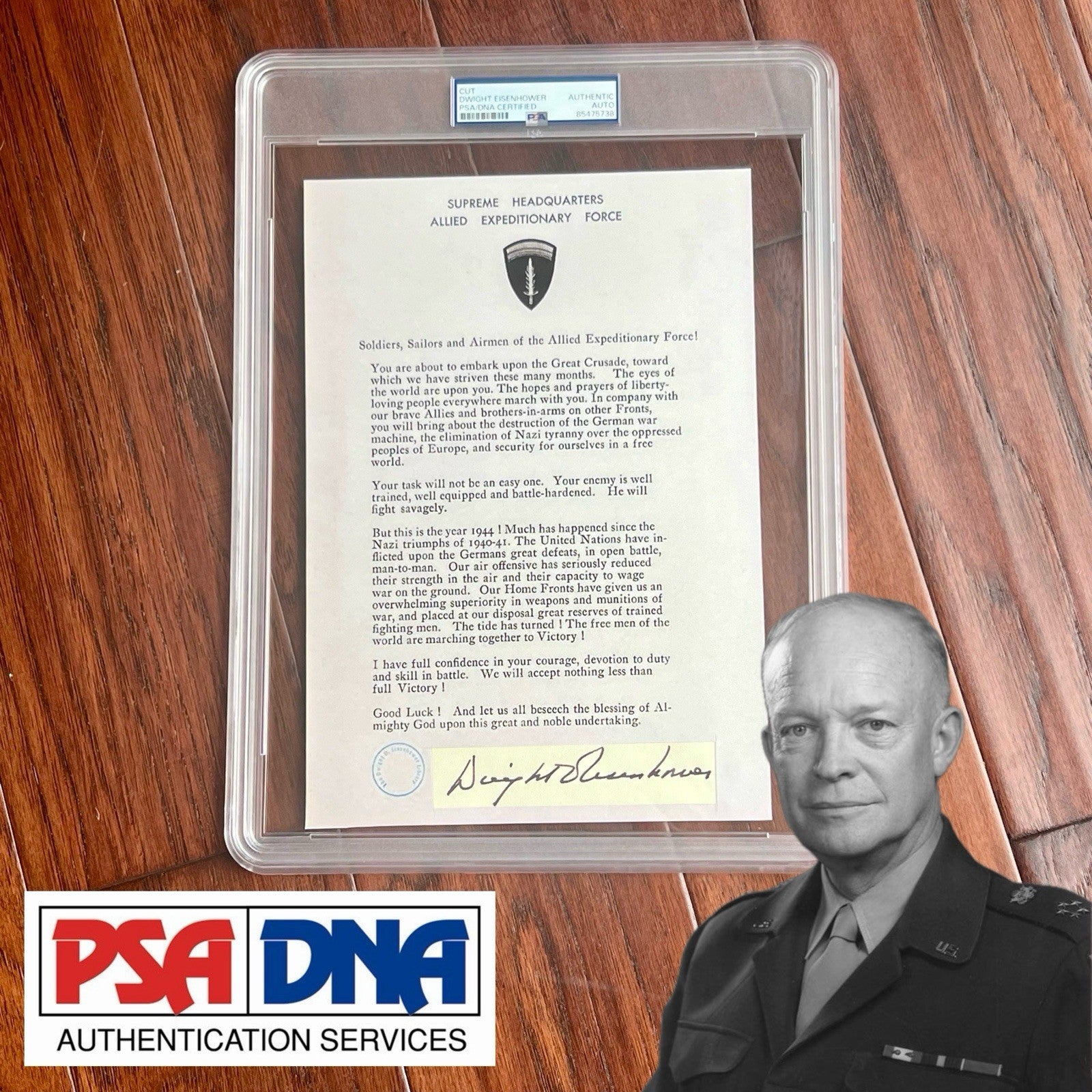 DWIGHT D. EISENHOWER * PSA * Autograph Custom Card D Day Orders Signed * WWII
