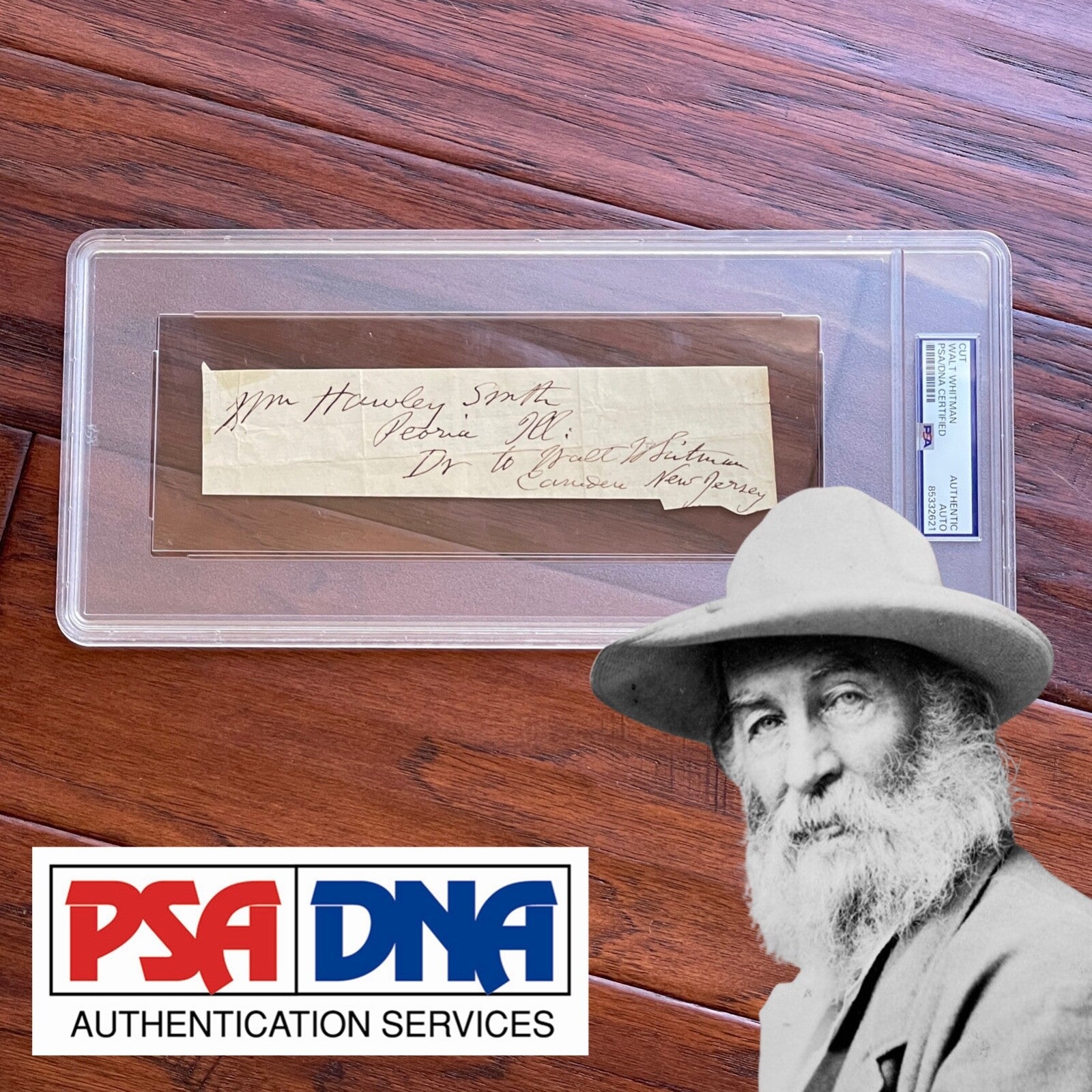 WALT WHITMAN * PSA/DNA * Autograph CUT SIGNATURE Signed * "Leaves of Grass" POET