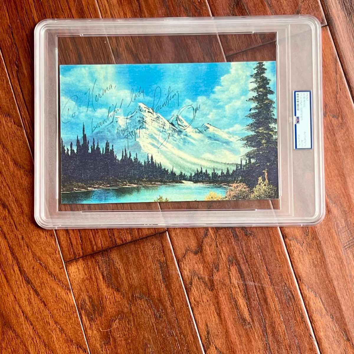 BOB ROSS * PSA * Autograph LANDSCAPE Print PAINTING Signed * Joy Of Painting