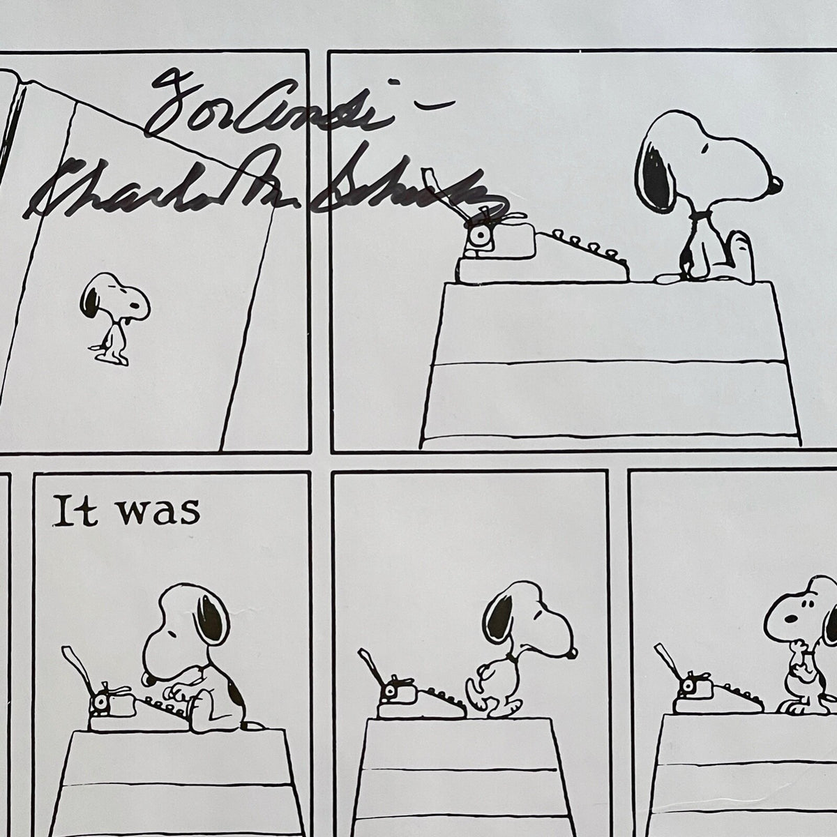 CHARLES M SCHULZ * PSA * Autograph SNOOPY "Good Writing" Peanuts XL Strip Signed