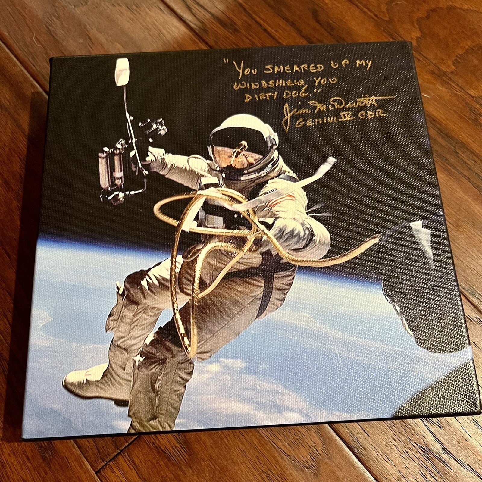 JIM MCDIVITT * Novaspace COA * Signed 10”x10 Autograph Canvas Gemini IV Quote