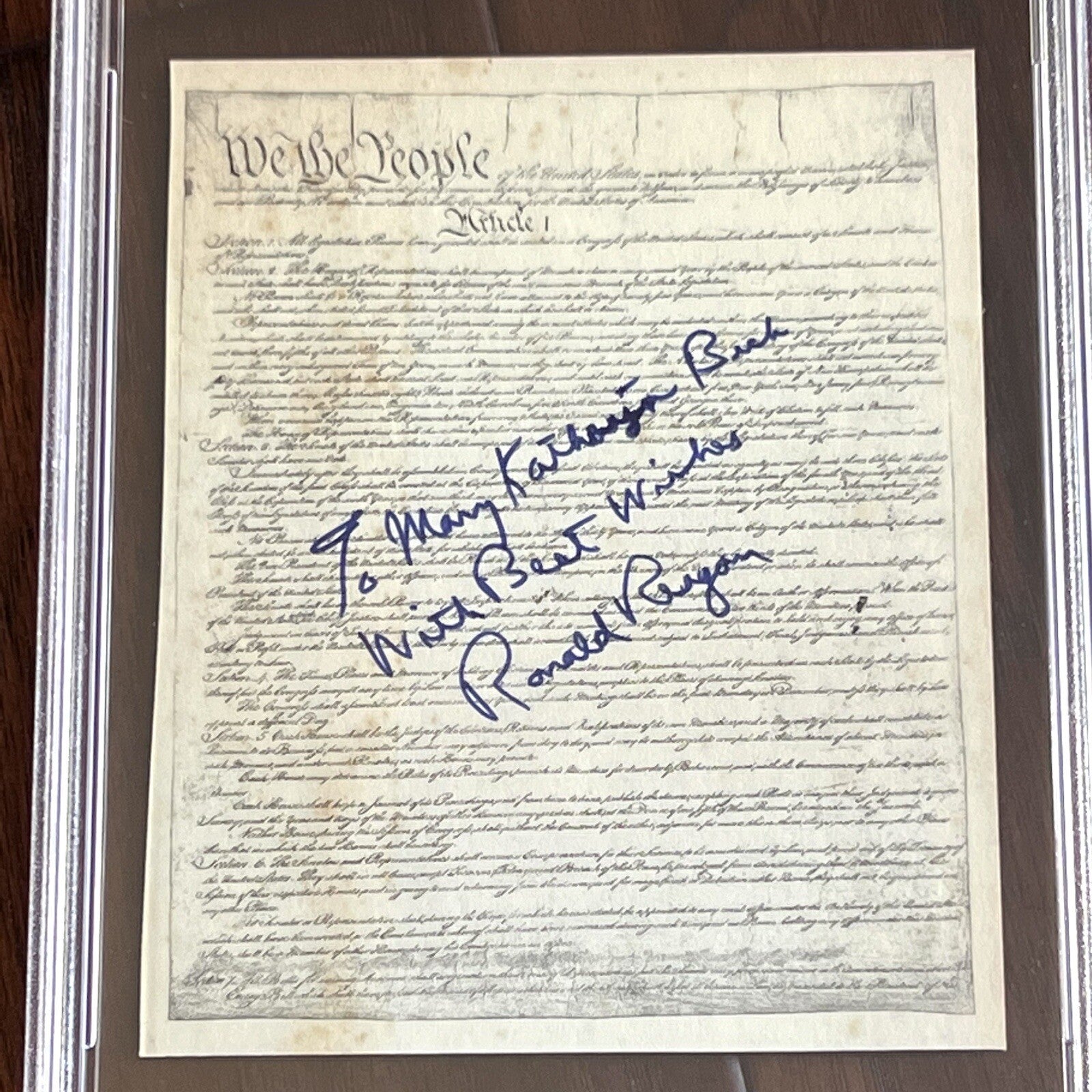 RONALD REAGAN * PSA * Signed Constitution We the People Souvenir Print Autograph