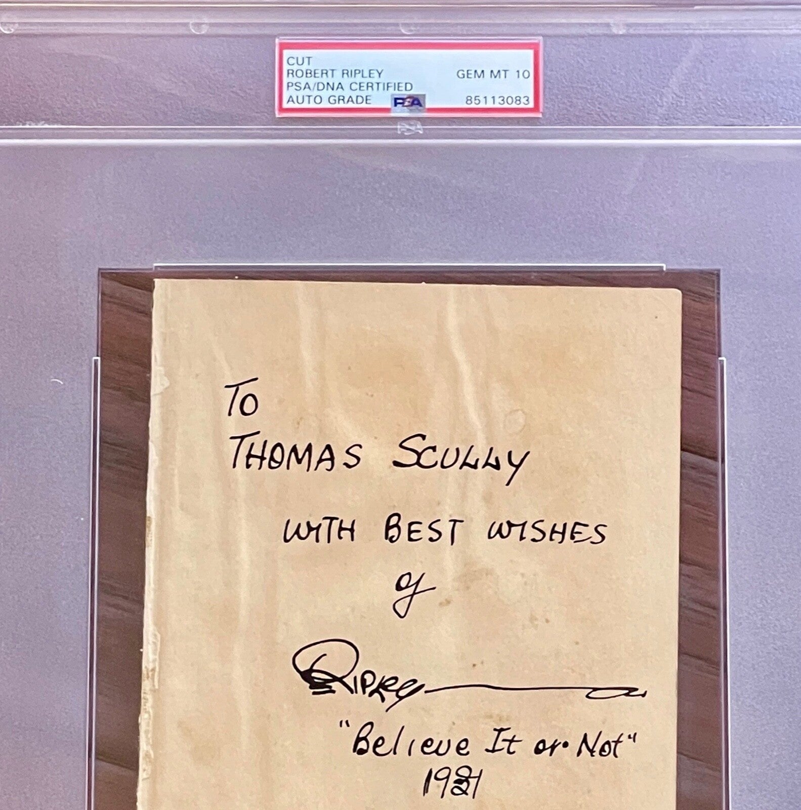 ROBERT RIPLEY * PSA * GEM MINT 10 Autograph Signed * Believe It or Not!