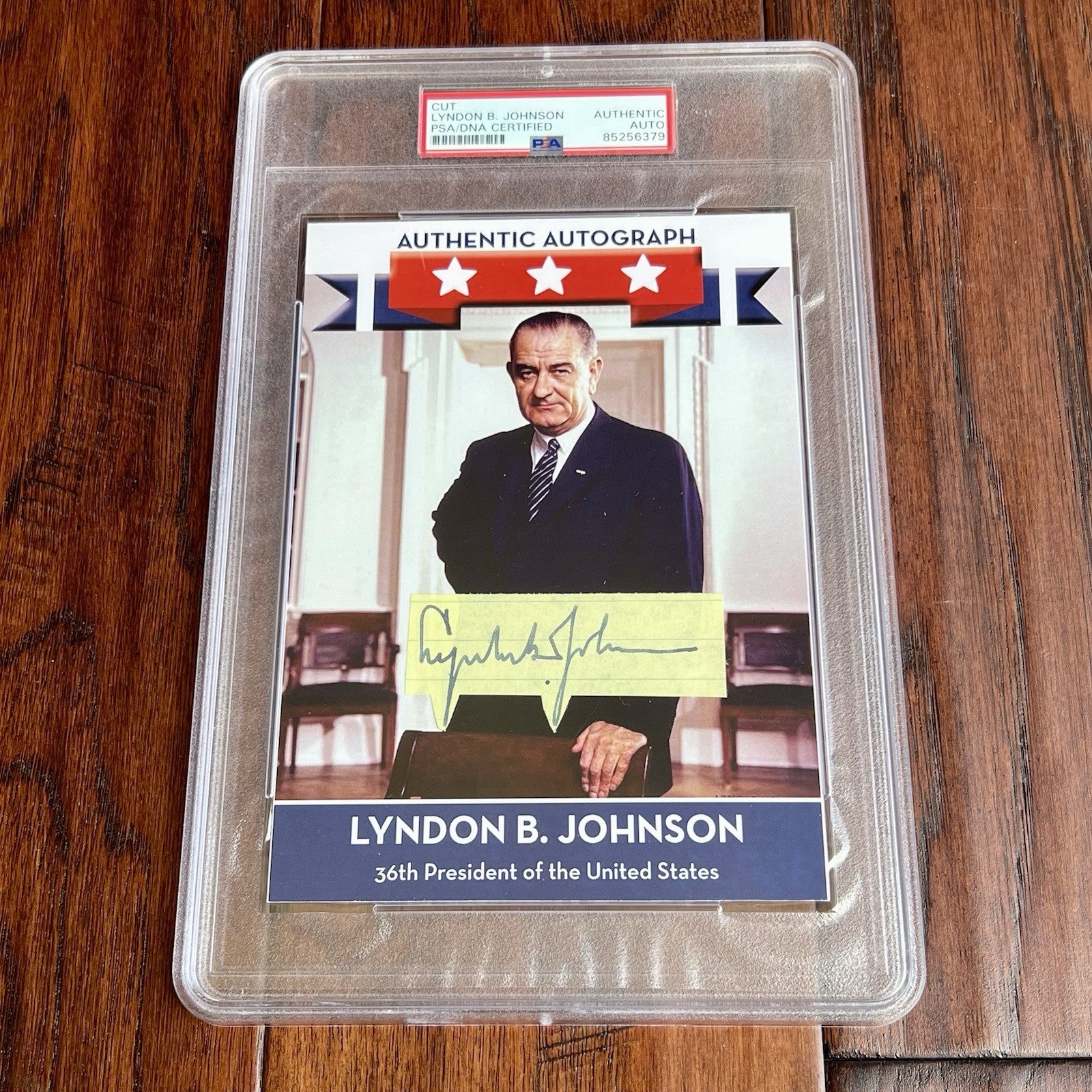 LYNDON B. JOHNSON * PSA/DNA * Autograph Cut Signature Custom Card Signed * LBJ