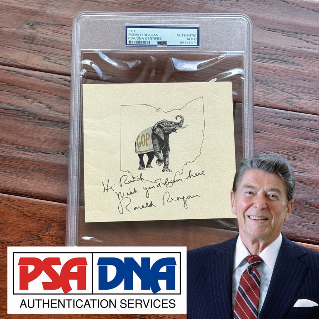 RONALD REAGAN * PSA/DNA * Autograph OHIO GOP Elephant Page Signed