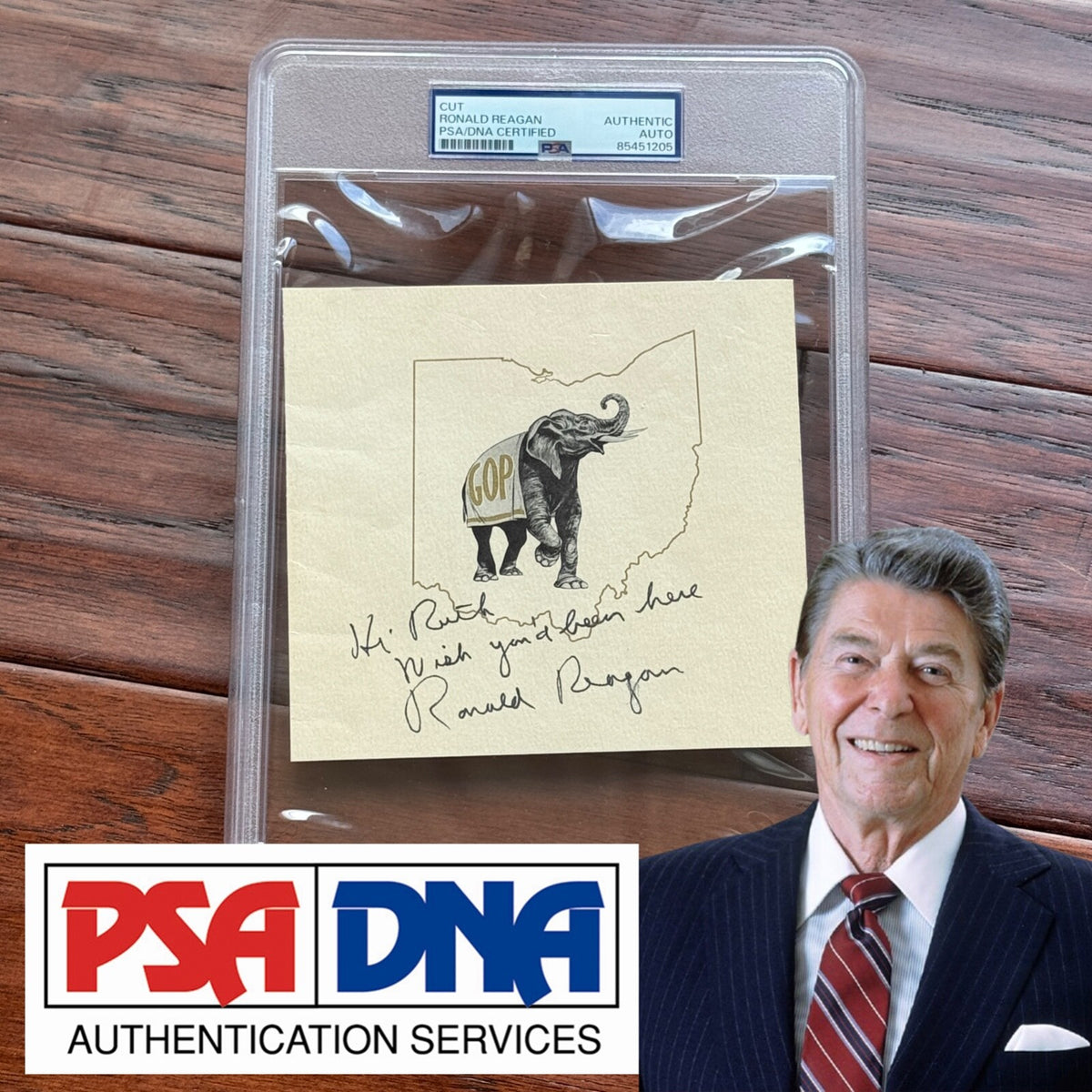 RONALD REAGAN * PSA/DNA * Autograph OHIO GOP Elephant Page Signed