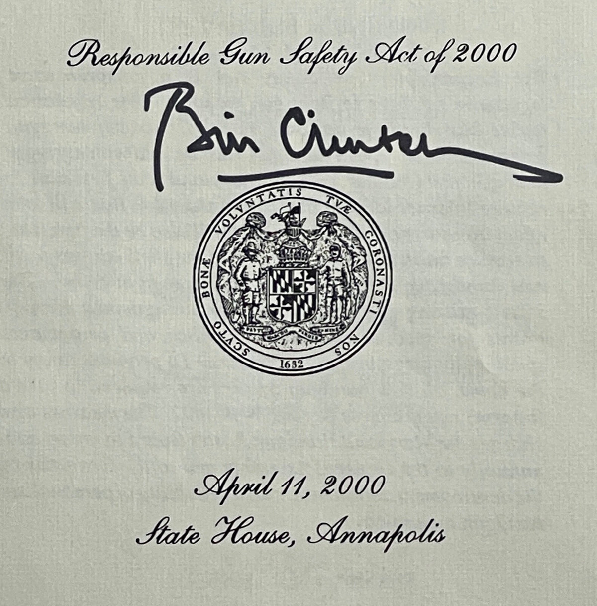 BILL CLINTON * PSA/DNA * Autograph GUN SAFETY Bill Program Signed * as PRESIDENT