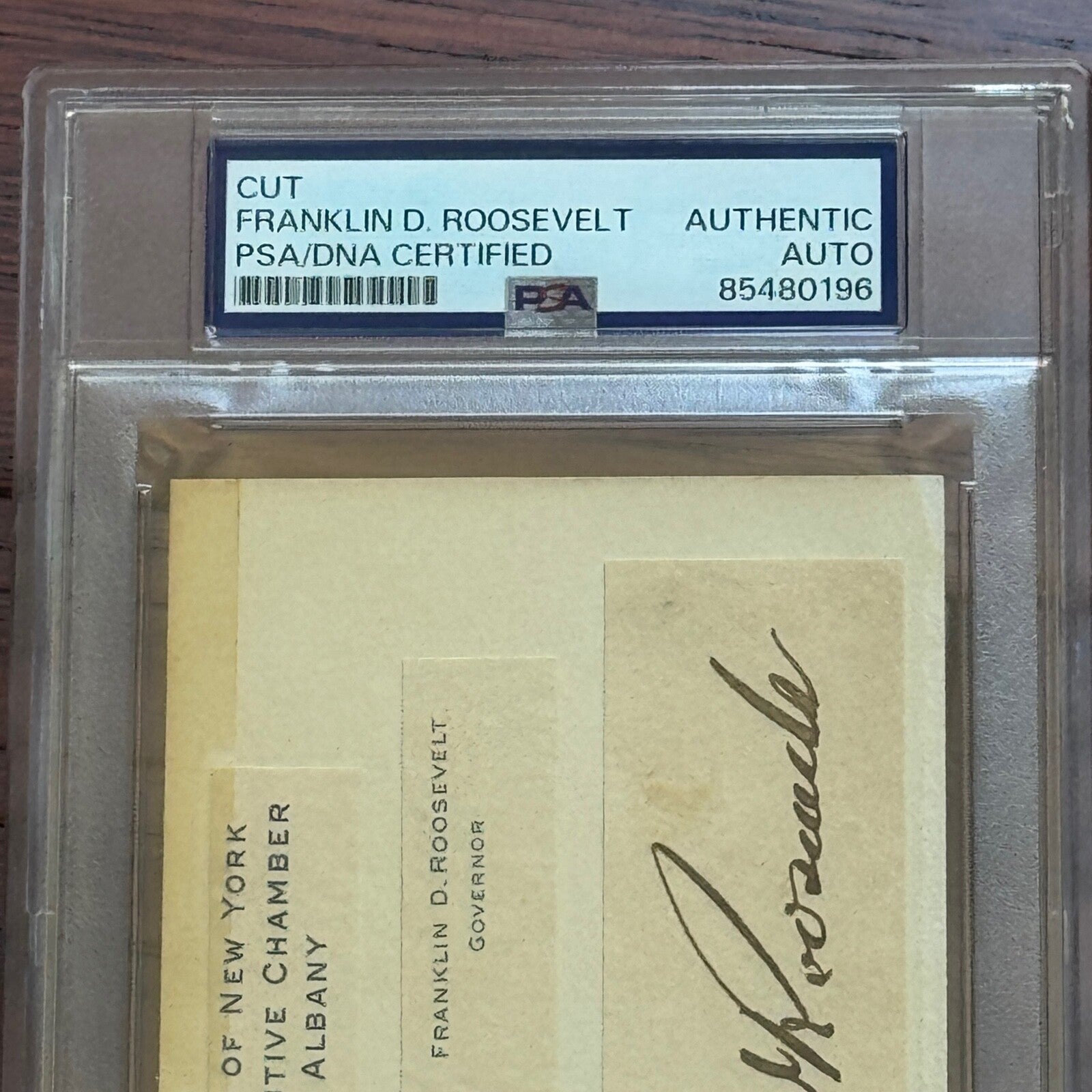 FRANKLIN D. ROOSEVELT * PSA * Autograph Cut Signature Card as NY Governor * FDR