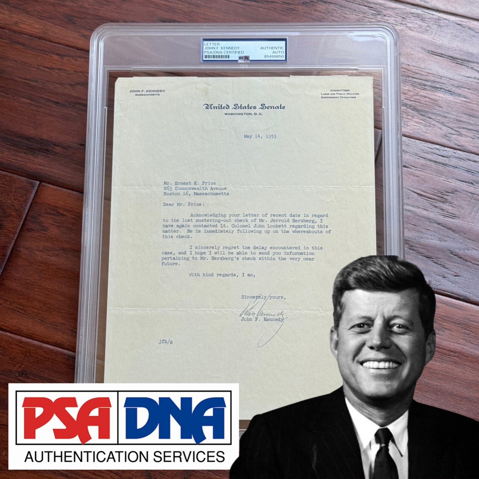 JOHN F. KENNEDY * PSA * Senate AUTOGRAPH Veterans Assistance Letter SIGNED JFK