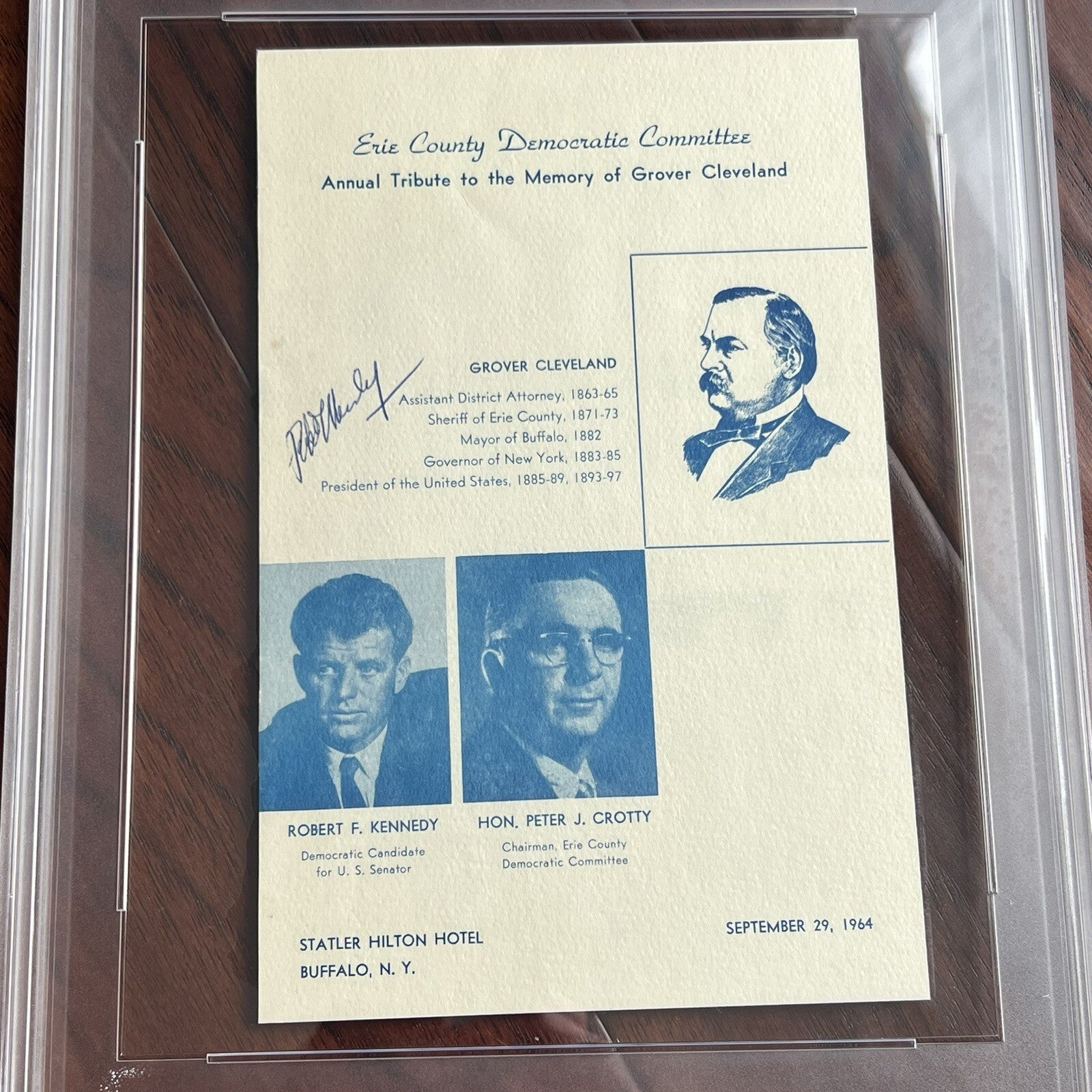 ROBERT F. KENNEDY * PSA * Autograph Democratic Committee Menu Signed 1964 RFK