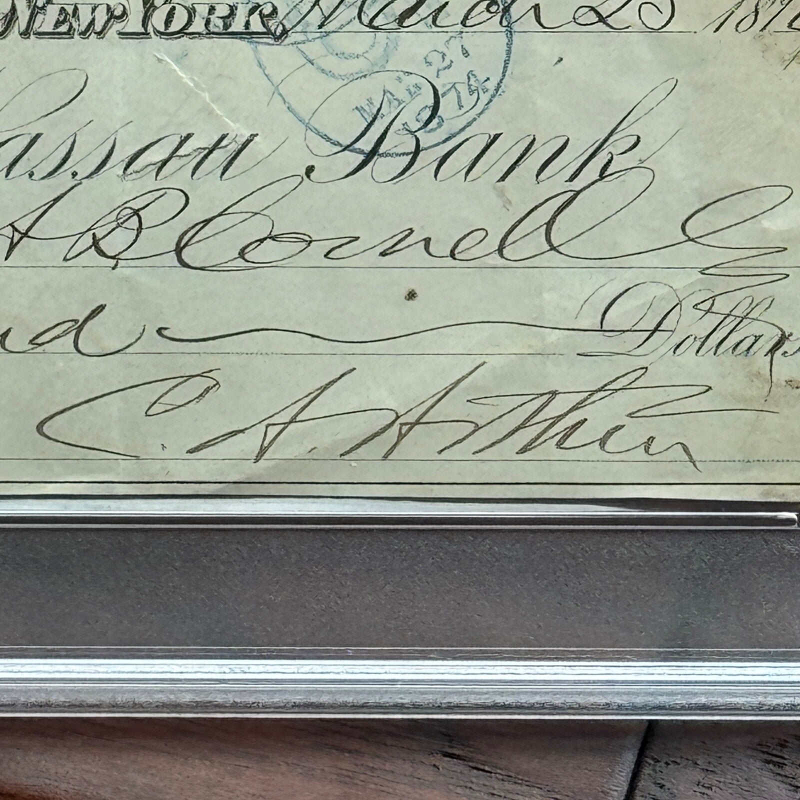 CHESTER ARTHUR * PSA/DNA * Autograph Handwritten Check Signed * NYC 1874